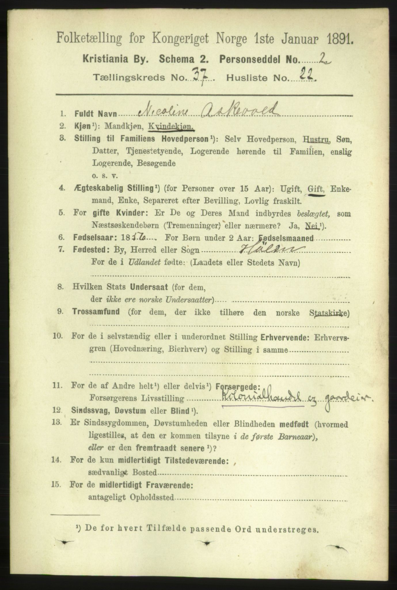 RA, 1891 census for 0301 Kristiania, 1891, p. 20981