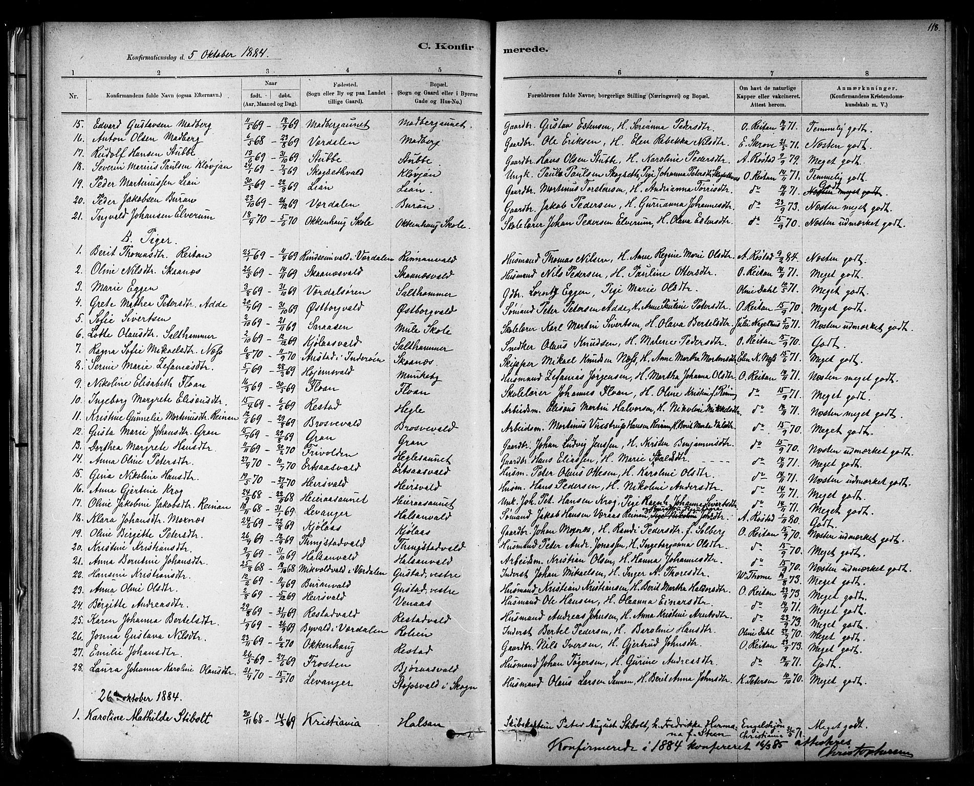 Ministerialprotokoller, klokkerbøker og fødselsregistre - Nord-Trøndelag, SAT/A-1458/721/L0208: Parish register (copy) no. 721C01, 1880-1917, p. 118
