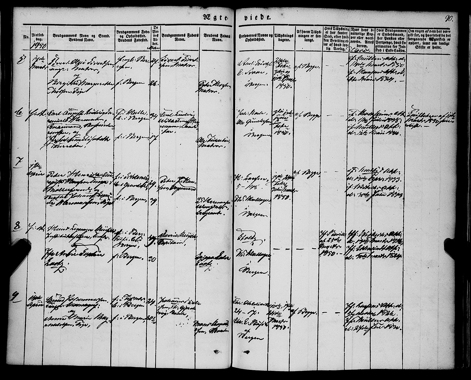 Nykirken Sokneprestembete, AV/SAB-A-77101/H/Haa/L0031: Parish register (official) no. D 1, 1834-1861, p. 90