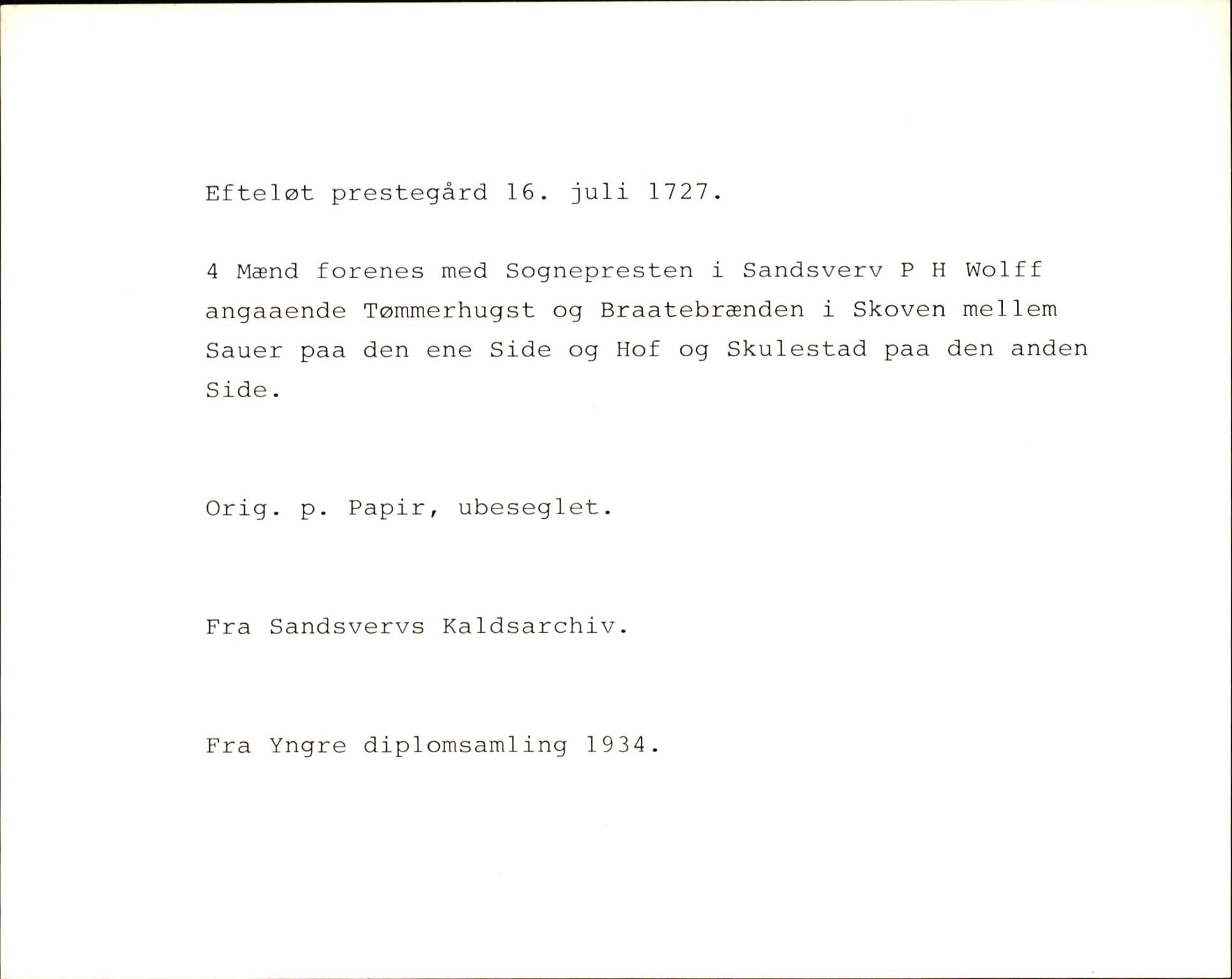 Riksarkivets diplomsamling, AV/RA-EA-5965/F35/F35k/L0002: Regestsedler: Prestearkiver fra Hedmark, Oppland, Buskerud og Vestfold, p. 423