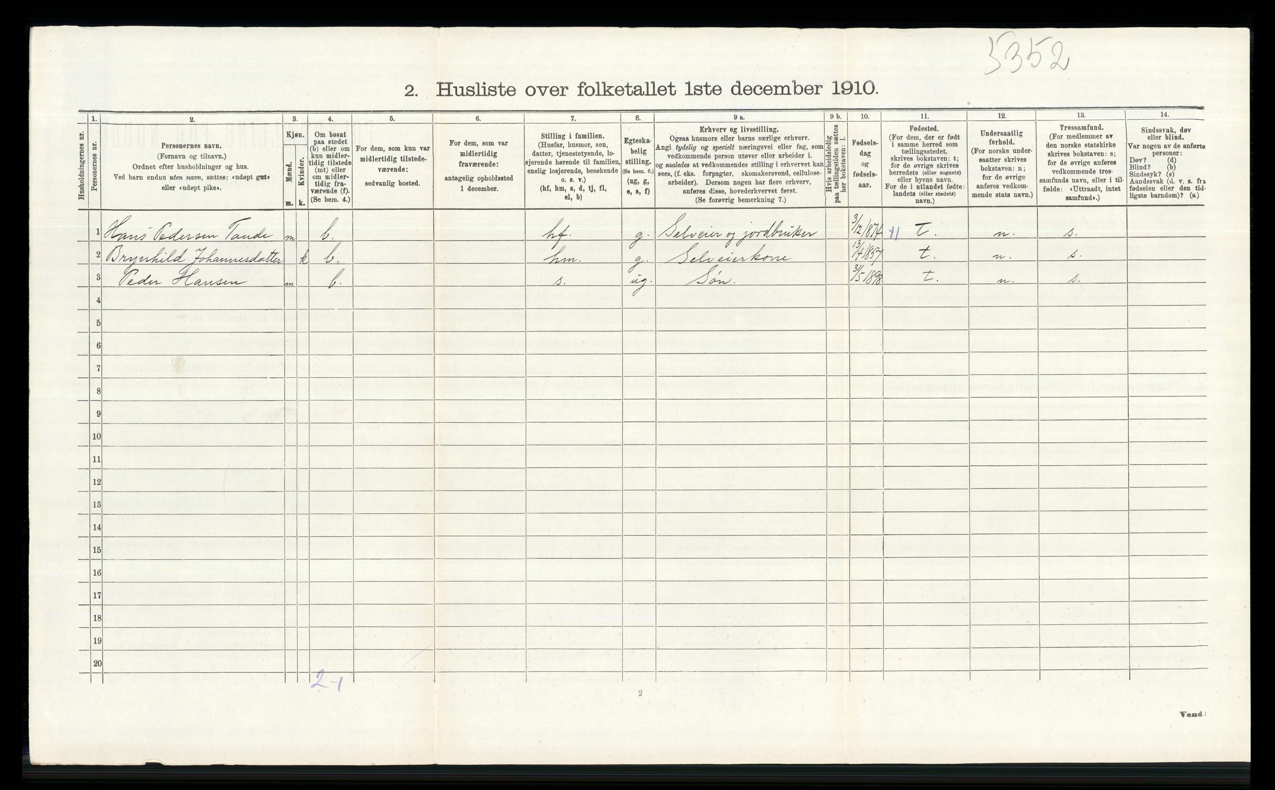 RA, 1910 census for Lom, 1910, p. 698