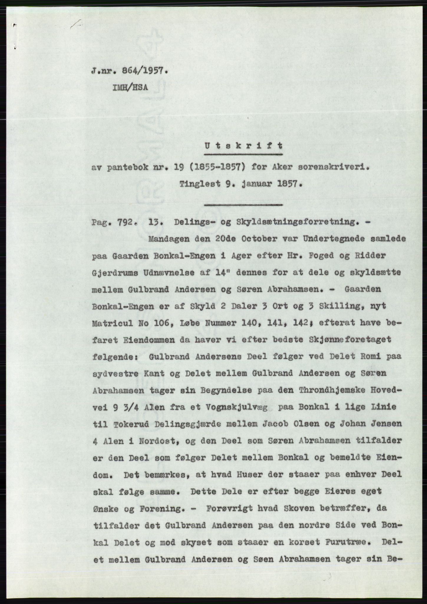 Statsarkivet i Oslo, AV/SAO-A-10621/Z/Zd/L0007: Avskrifter, j.nr 804-1436/1957, 1957, p. 14