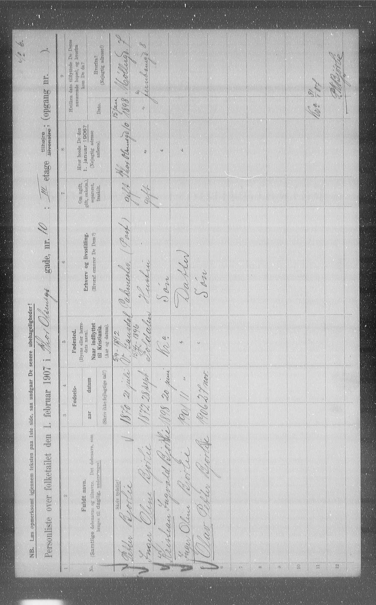 OBA, Municipal Census 1907 for Kristiania, 1907, p. 55675