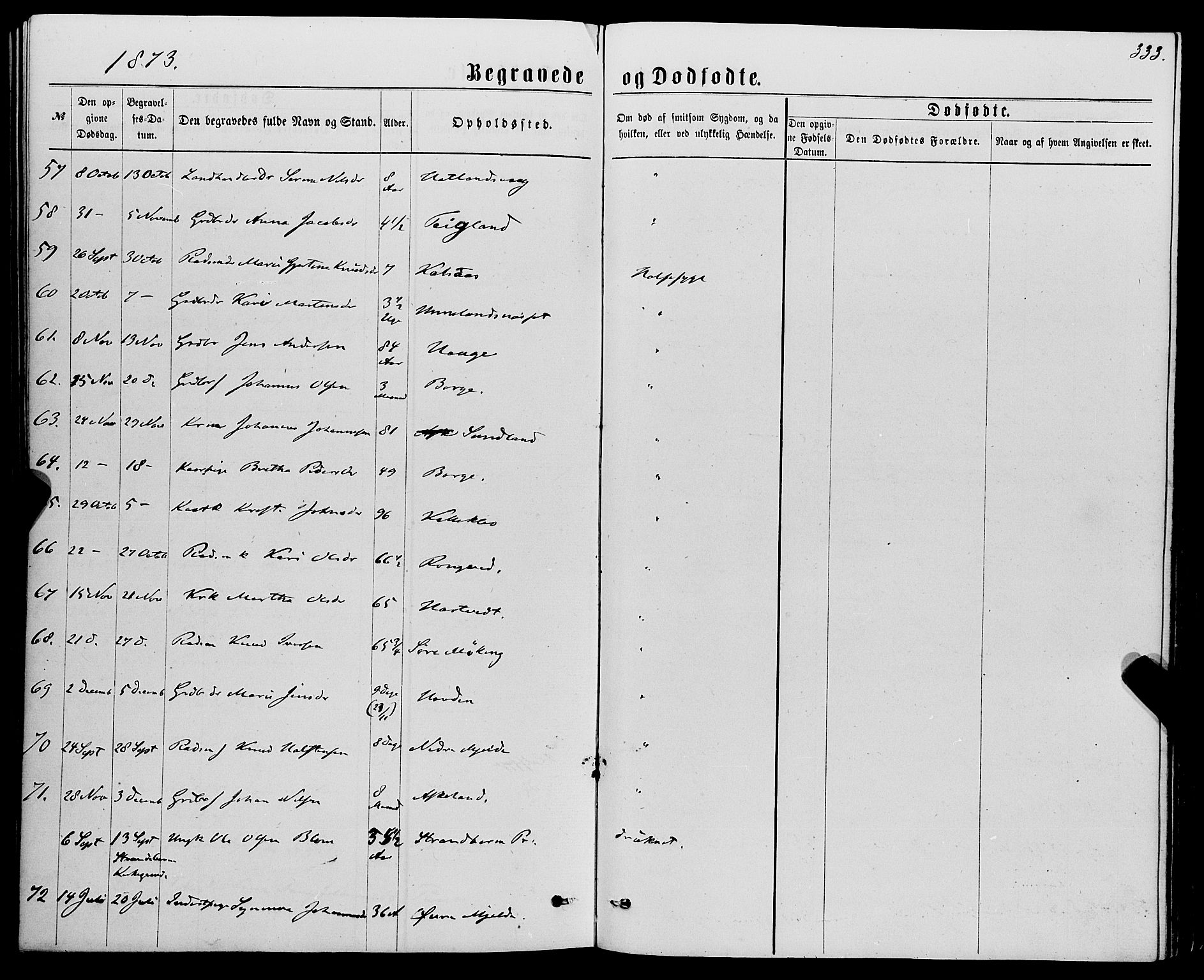 Haus sokneprestembete, AV/SAB-A-75601/H/Haa: Parish register (official) no. A 18, 1871-1877, p. 333