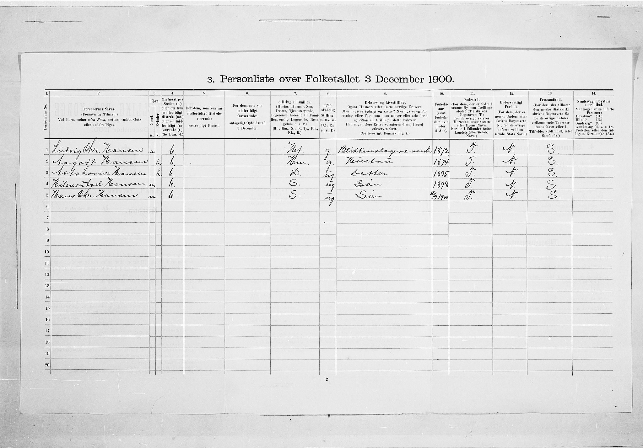 SAO, 1900 census for Kristiania, 1900, p. 106638