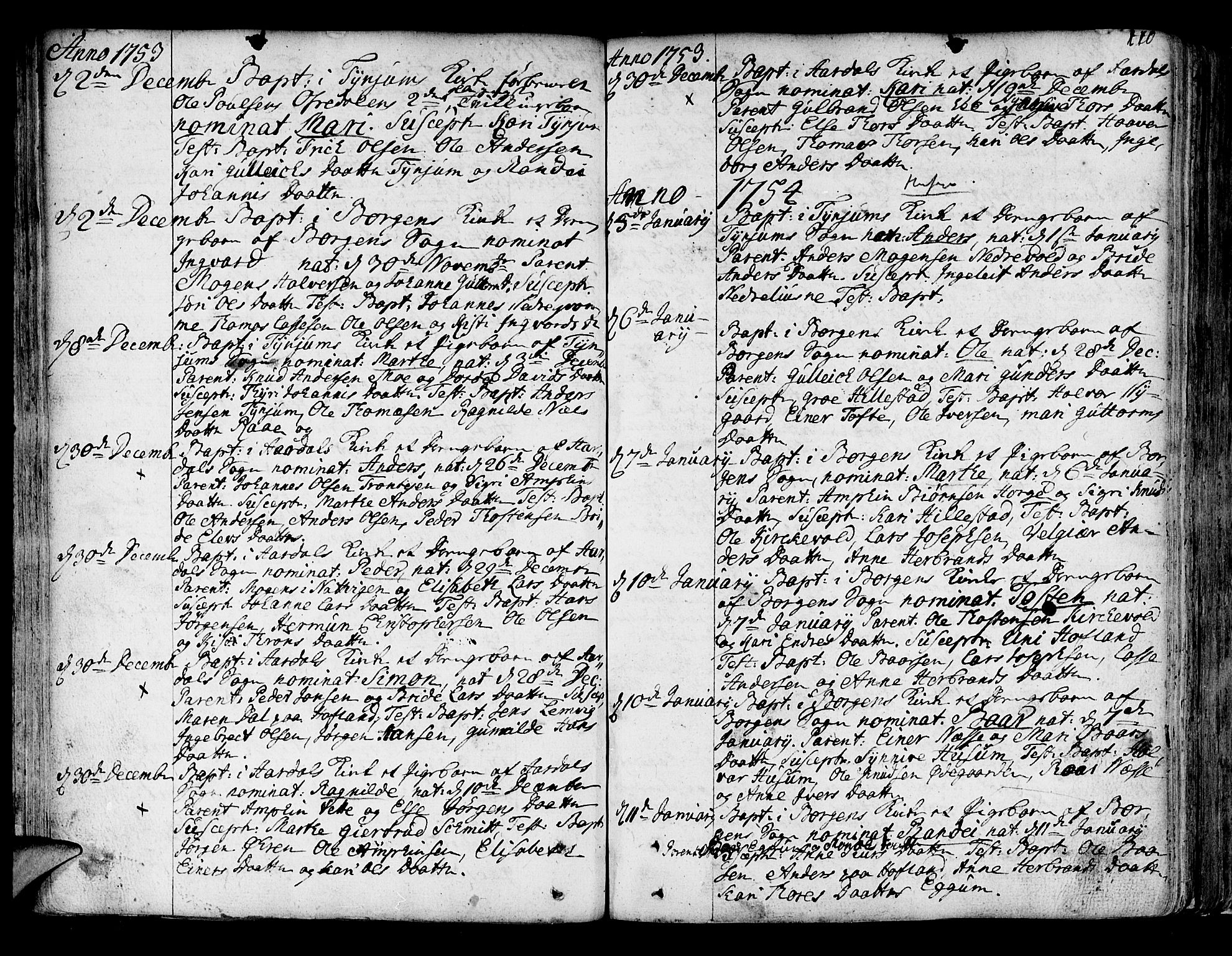 Lærdal sokneprestembete, AV/SAB-A-81201: Parish register (official) no. A 2, 1752-1782, p. 110