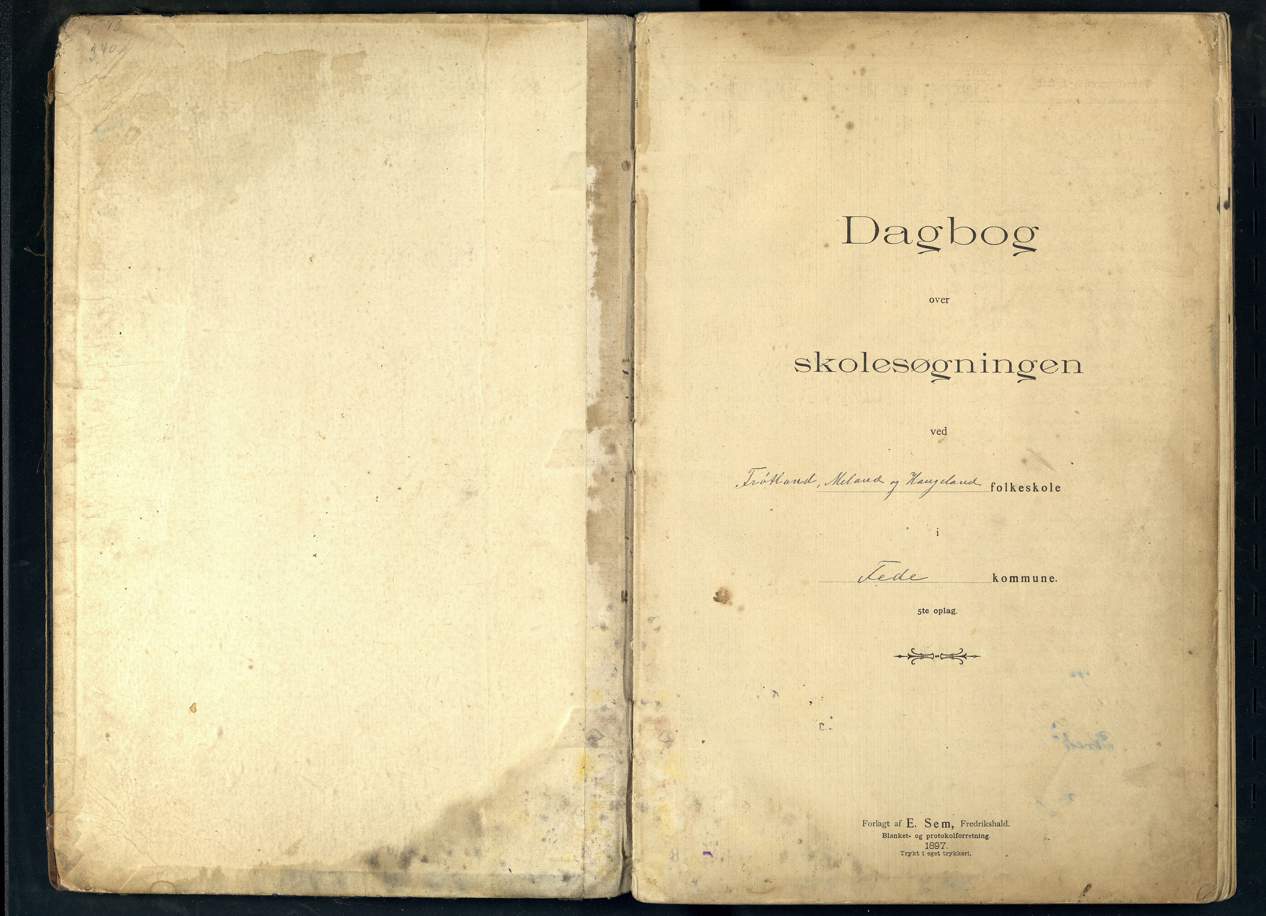 Feda kommune - Frøytland Skole, ARKSOR/1037FE551/I/L0001: Dagbok, 1900-1921