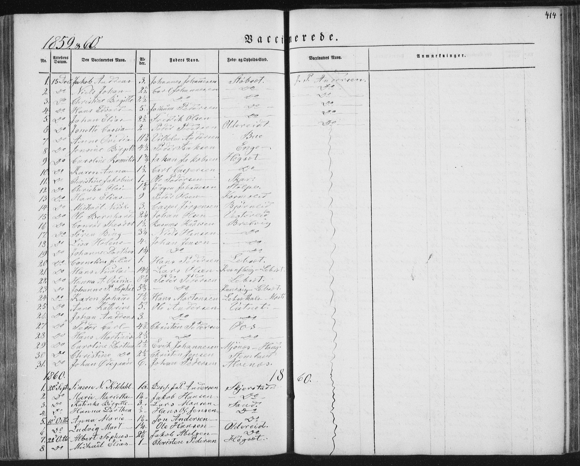 Ministerialprotokoller, klokkerbøker og fødselsregistre - Nordland, SAT/A-1459/852/L0738: Parish register (official) no. 852A08, 1849-1865, p. 414