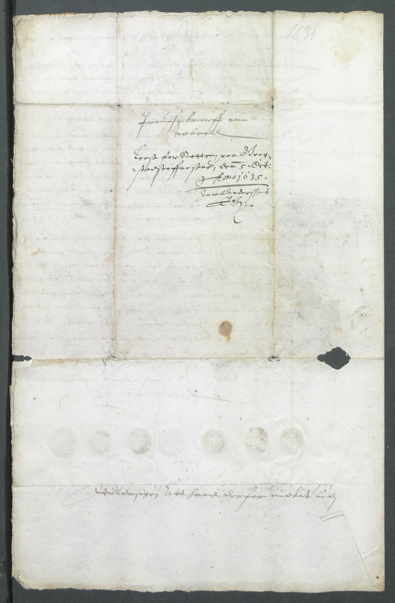 Riksarkivets diplomsamling, RA/EA-5965/F02/L0141: Dokumenter, 1631, p. 22