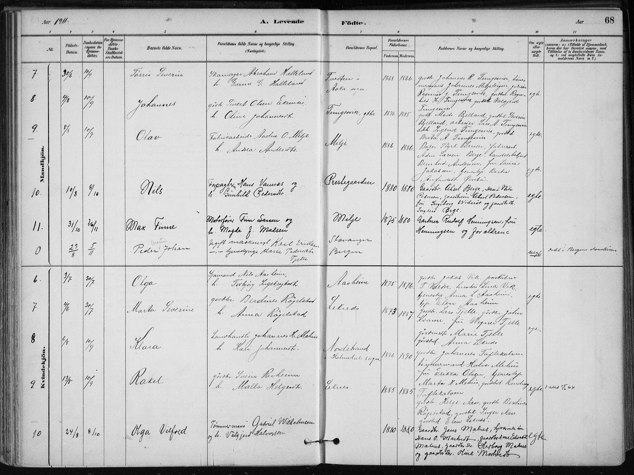Skånevik sokneprestembete, SAB/A-77801/H/Haa: Parish register (official) no. B 1, 1879-1914, p. 68