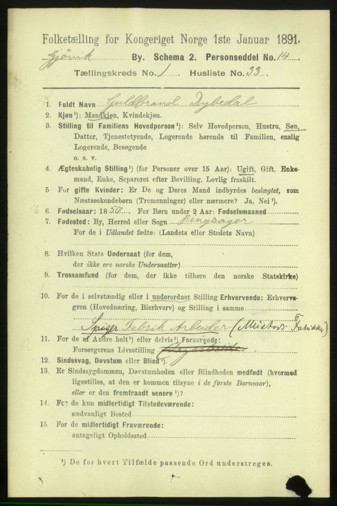 RA, 1891 census for 0502 Gjøvik, 1891, p. 672