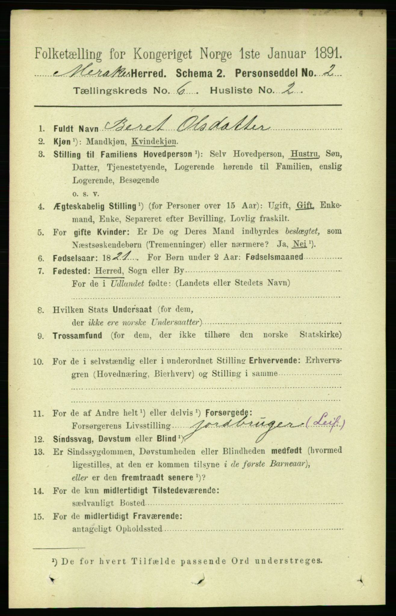 RA, 1891 census for 1711 Meråker, 1891, p. 2043