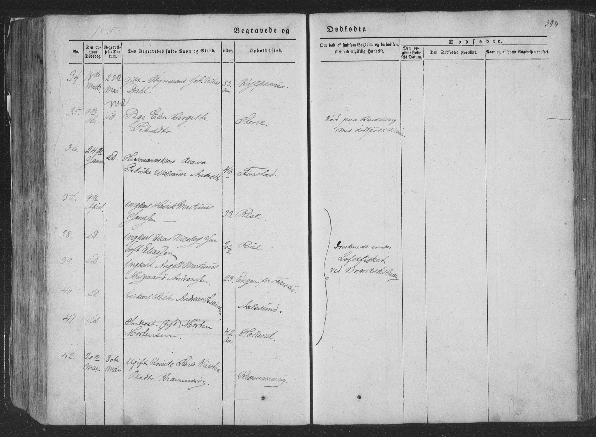 Ministerialprotokoller, klokkerbøker og fødselsregistre - Nordland, AV/SAT-A-1459/881/L1165: Parish register (copy) no. 881C02, 1854-1876, p. 394