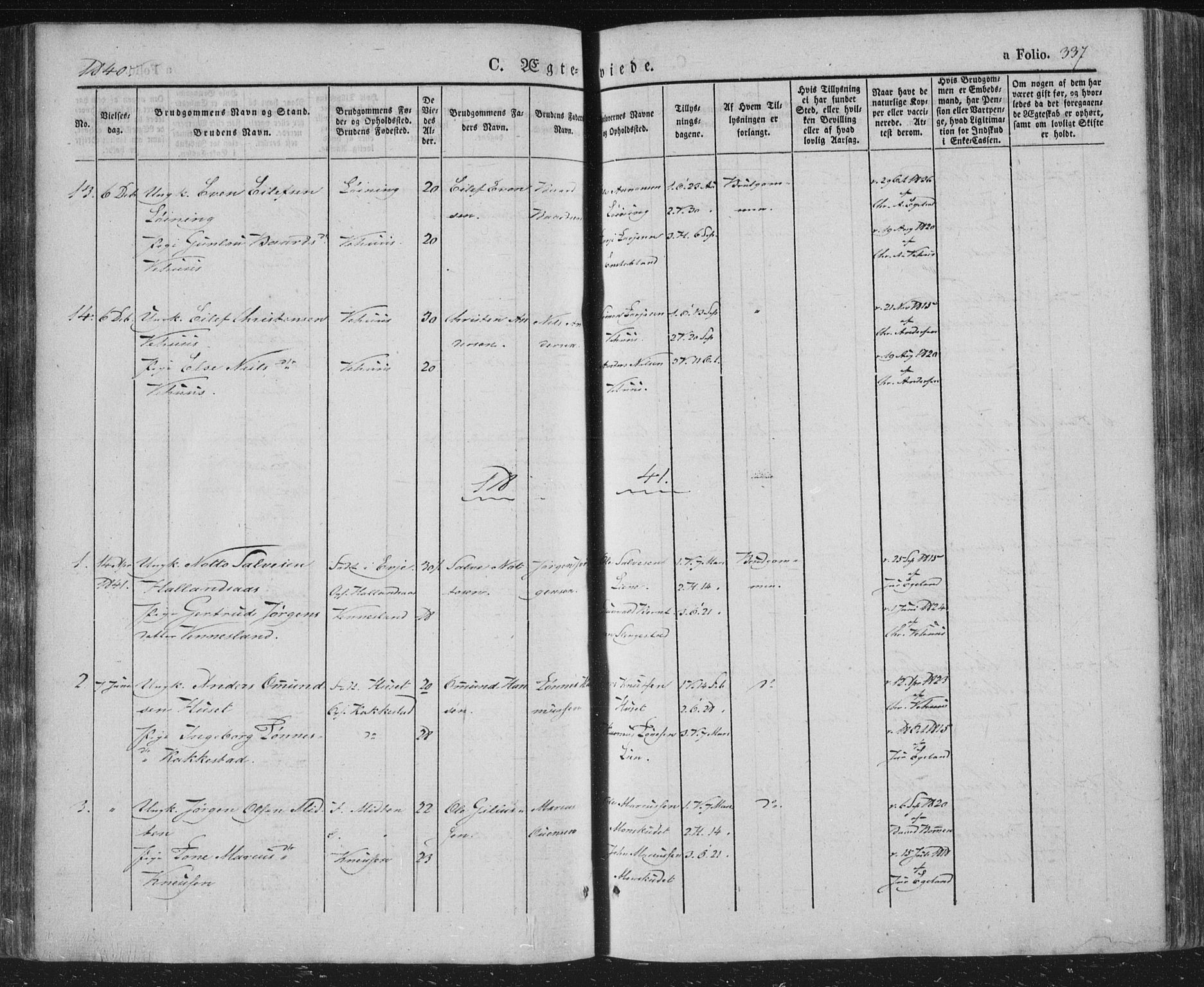 Vennesla sokneprestkontor, AV/SAK-1111-0045/Fa/Fac/L0004: Parish register (official) no. A 4, 1834-1855, p. 337