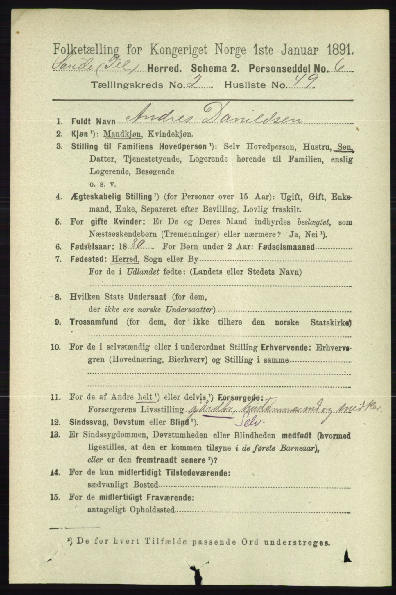 RA, 1891 census for 0822 Sauherad, 1891, p. 663