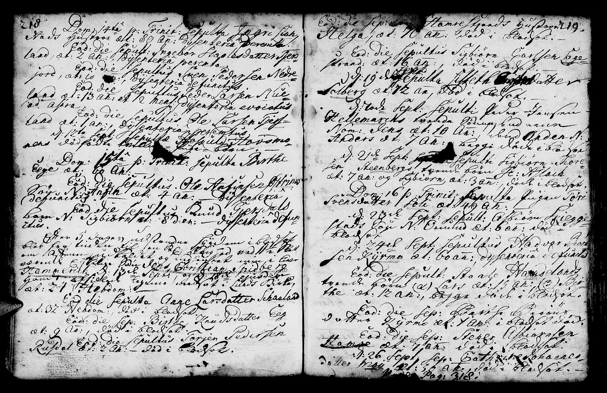 Lund sokneprestkontor, AV/SAST-A-101809/S06/L0002: Parish register (official) no. A 2, 1738-1760, p. 218-219