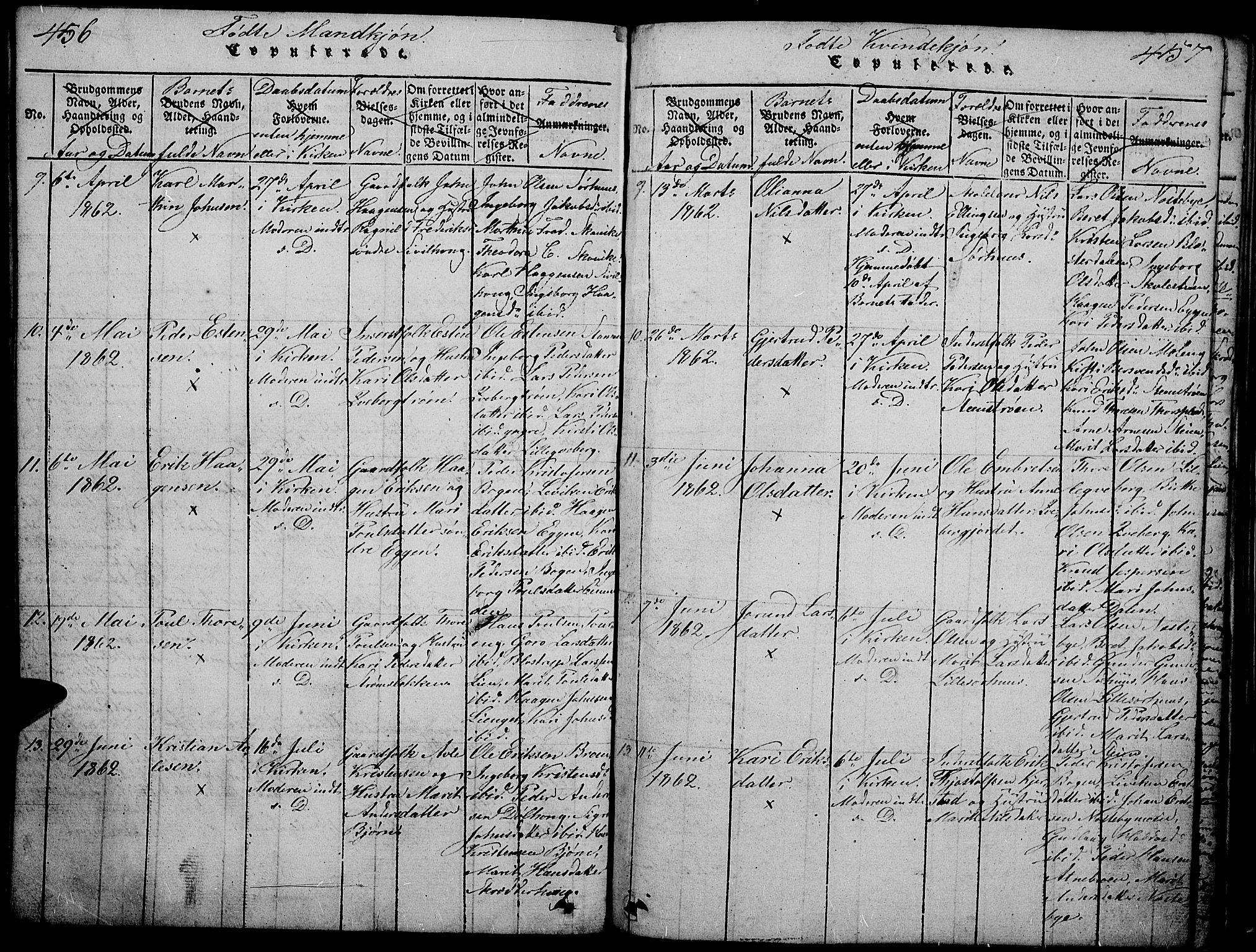 Tynset prestekontor, SAH/PREST-058/H/Ha/Hab/L0002: Parish register (copy) no. 2, 1814-1862, p. 456-457