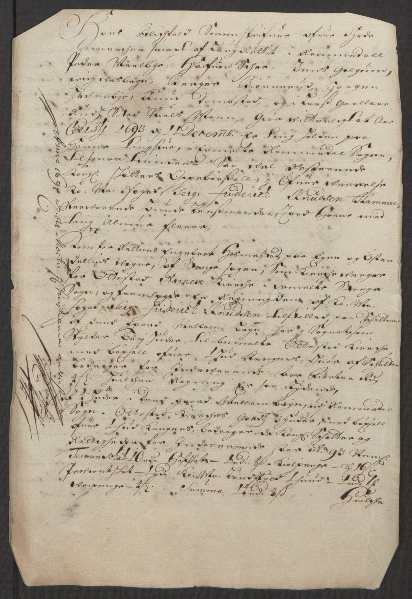 Rentekammeret inntil 1814, Reviderte regnskaper, Fogderegnskap, AV/RA-EA-4092/R16/L1034: Fogderegnskap Hedmark, 1693, p. 225