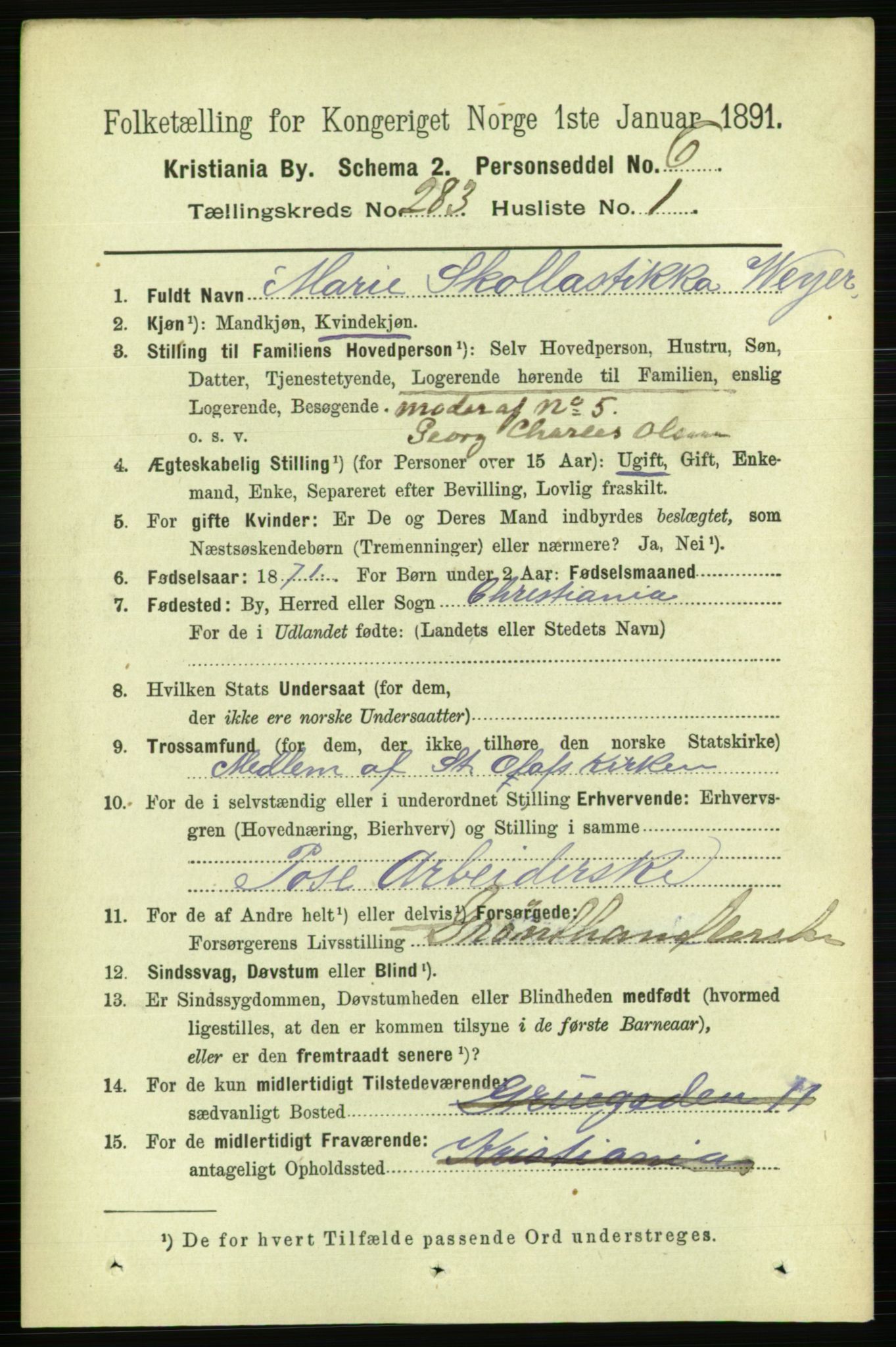 RA, 1891 census for 0301 Kristiania, 1891, p. 172618