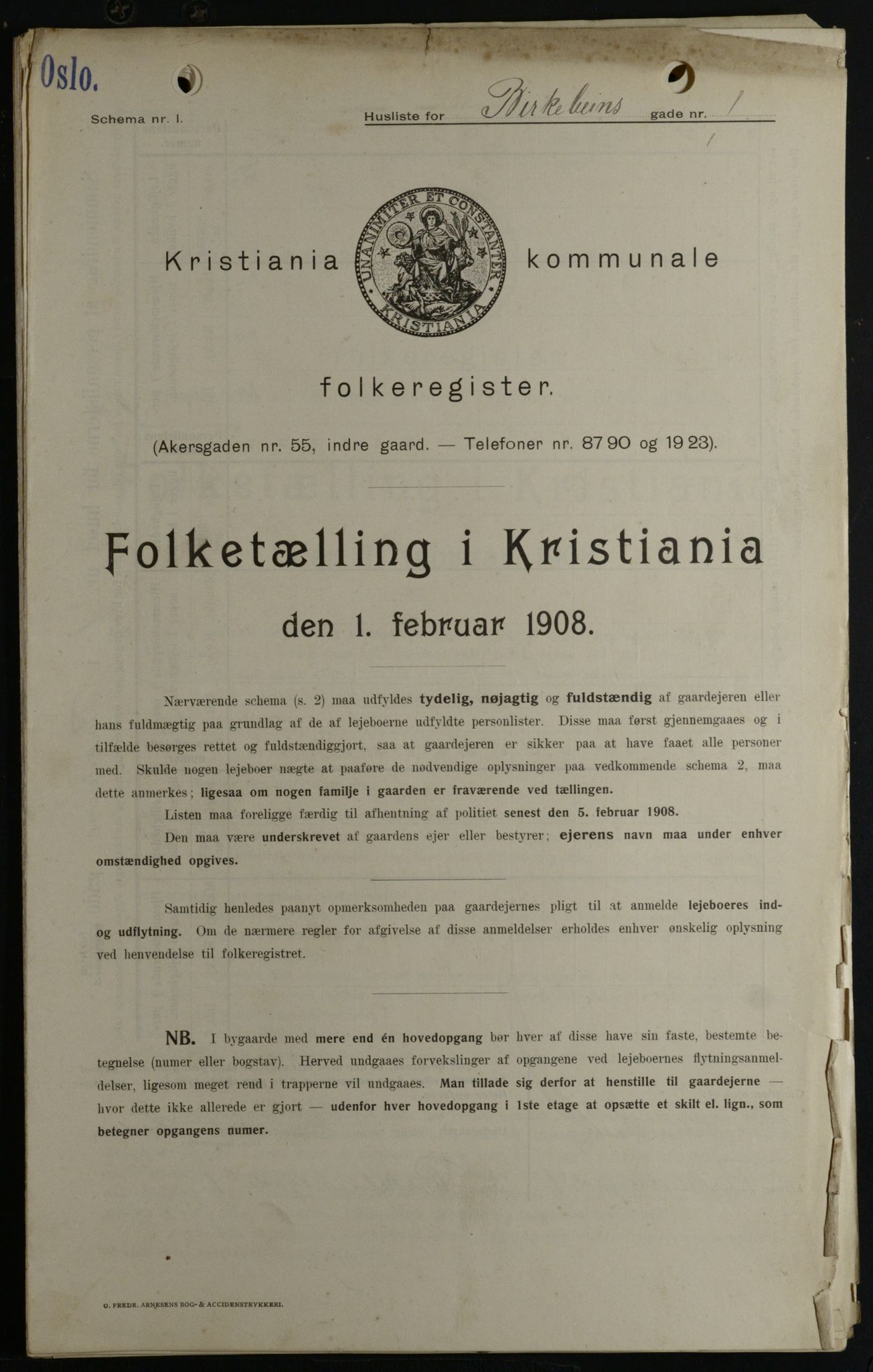 OBA, Municipal Census 1908 for Kristiania, 1908, p. 4842
