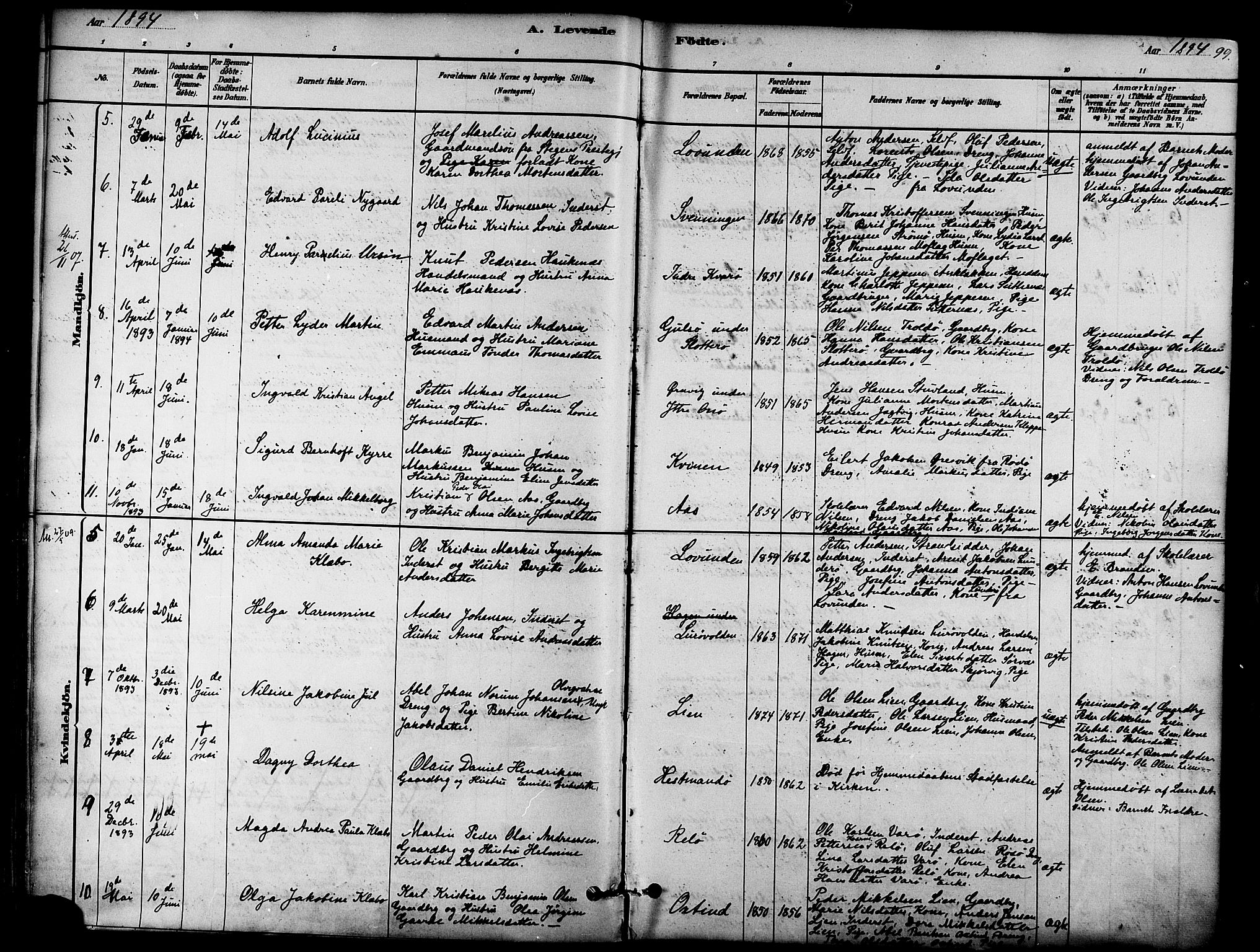 Ministerialprotokoller, klokkerbøker og fødselsregistre - Nordland, AV/SAT-A-1459/839/L0568: Parish register (official) no. 839A05, 1880-1902, p. 99