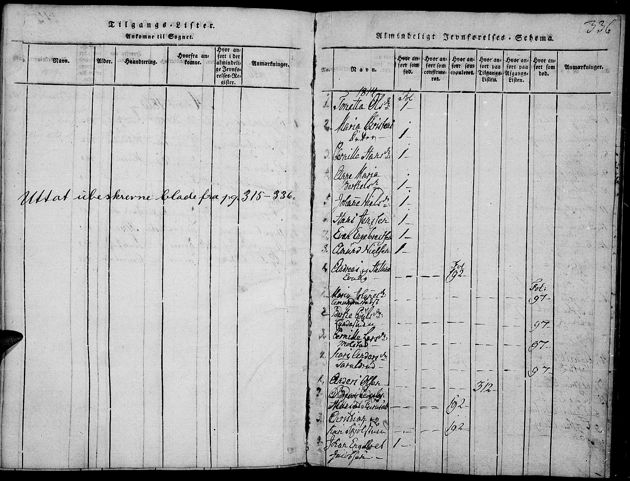 Toten prestekontor, SAH/PREST-102/H/Ha/Haa/L0009: Parish register (official) no. 9, 1814-1820, p. 336