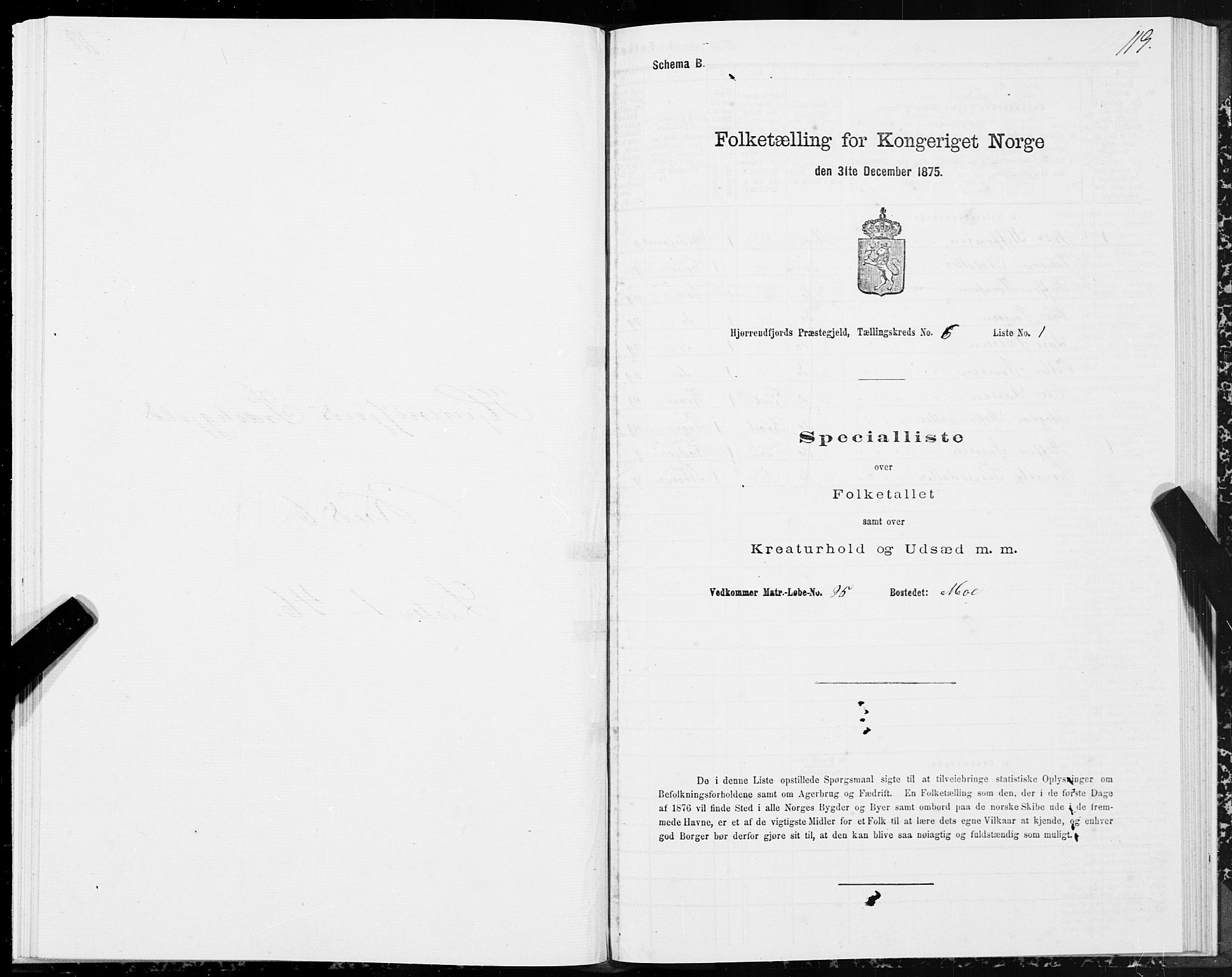 SAT, 1875 census for 1522P Hjørundfjord, 1875, p. 2119