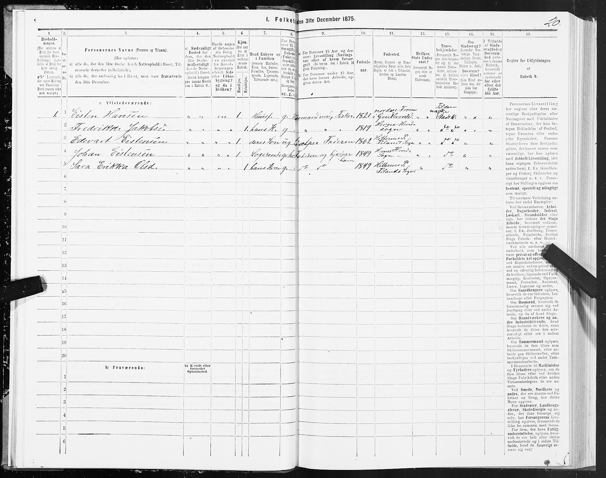 SAT, 1875 census for 1617P Hitra, 1875, p. 1020