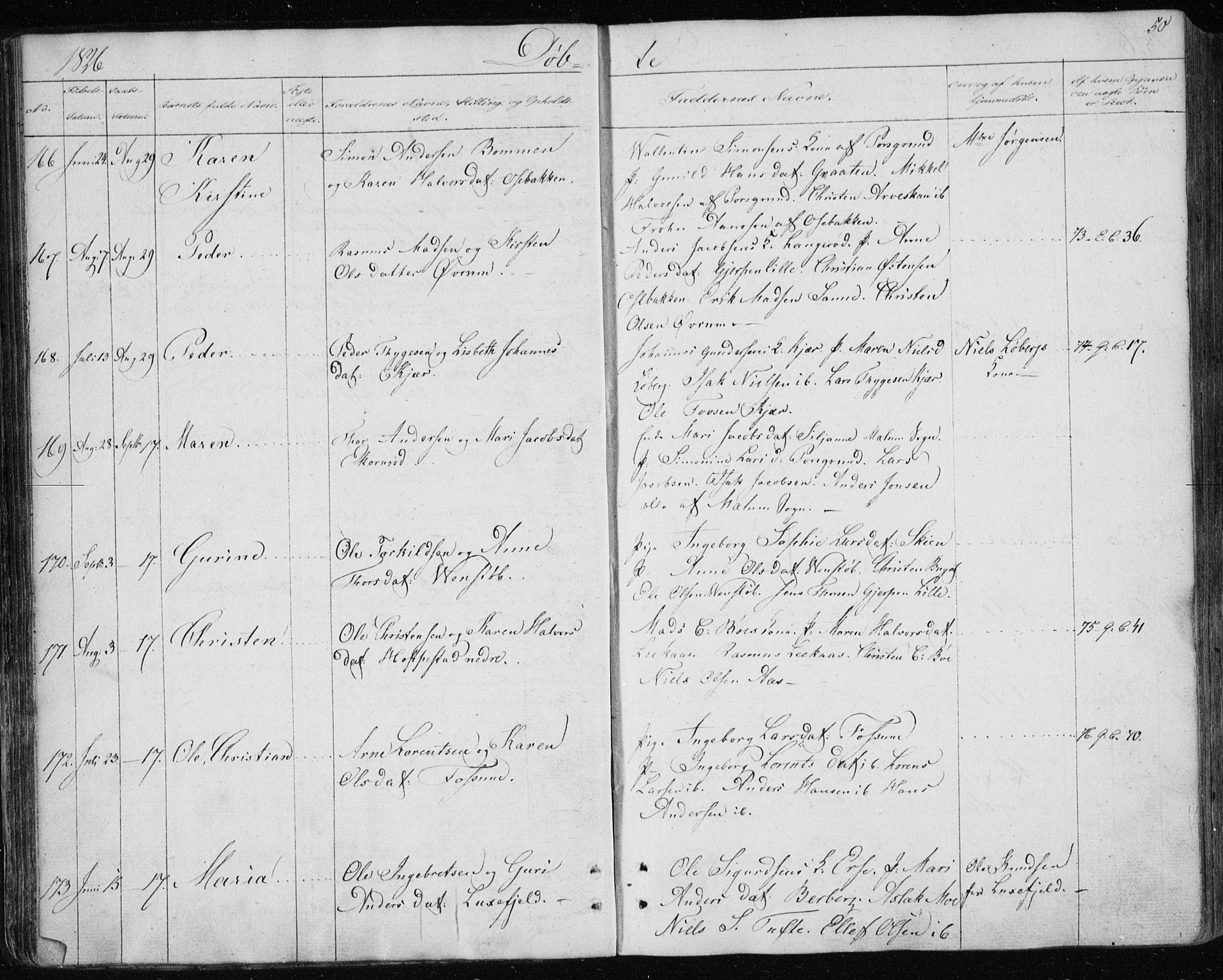 Gjerpen kirkebøker, SAKO/A-265/F/Fa/L0005: Parish register (official) no. I 5, 1823-1829, p. 50