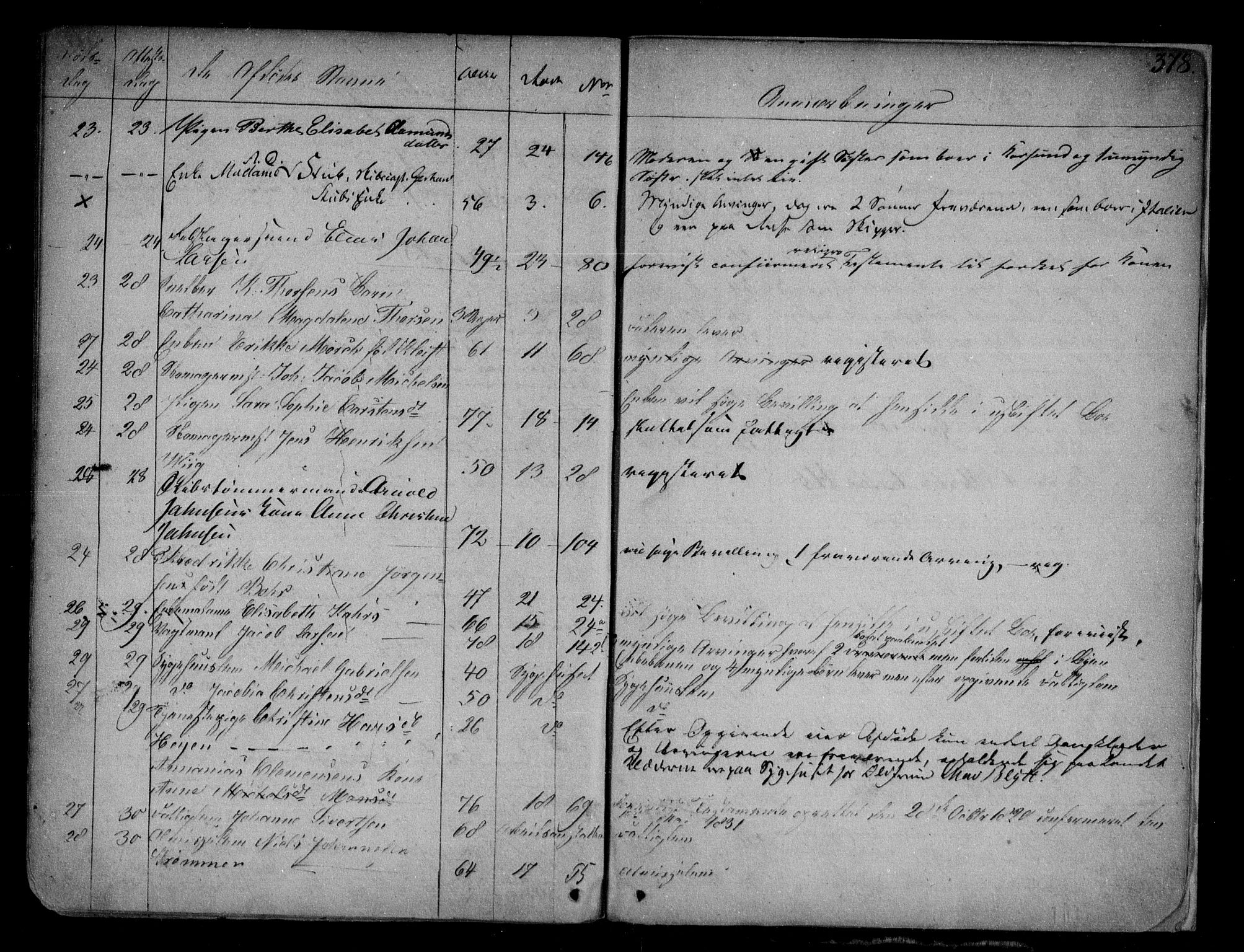 Byfogd og Byskriver i Bergen, AV/SAB-A-3401/06/06Na/L0001: Dødsfallsjournaler, 1821-1847, p. 377b-378a