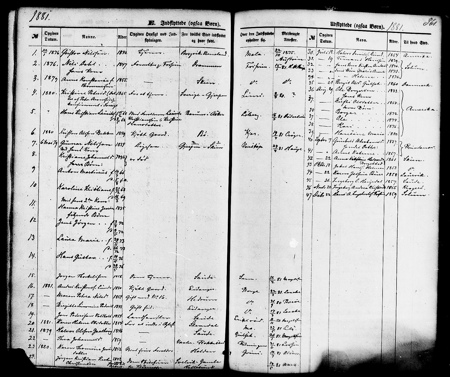 Gjerpen kirkebøker, AV/SAKO-A-265/F/Fa/L0009: Parish register (official) no. I 9, 1872-1885, p. 361