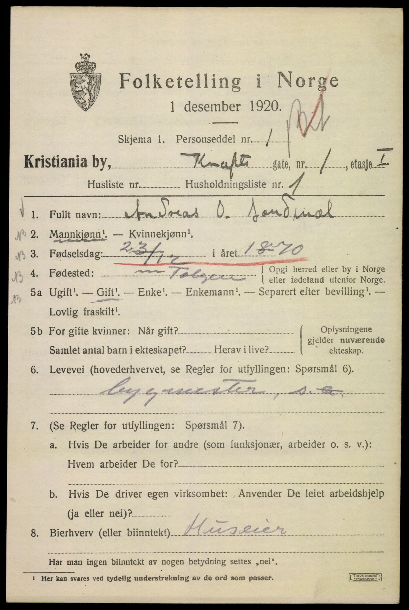 SAO, 1920 census for Kristiania, 1920, p. 350881