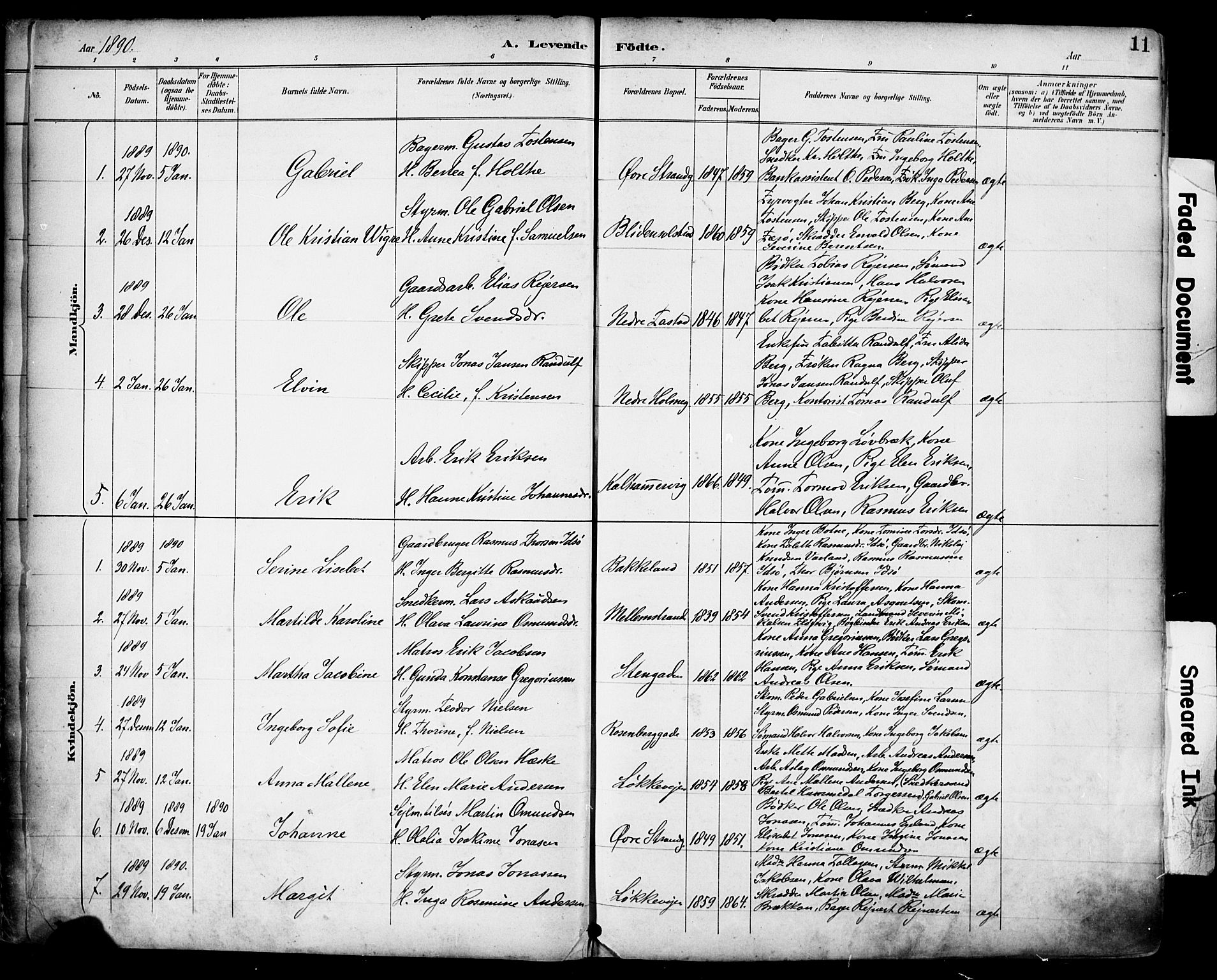 Domkirken sokneprestkontor, SAST/A-101812/001/30/30BA/L0030: Parish register (official) no. A 29, 1889-1902, p. 11