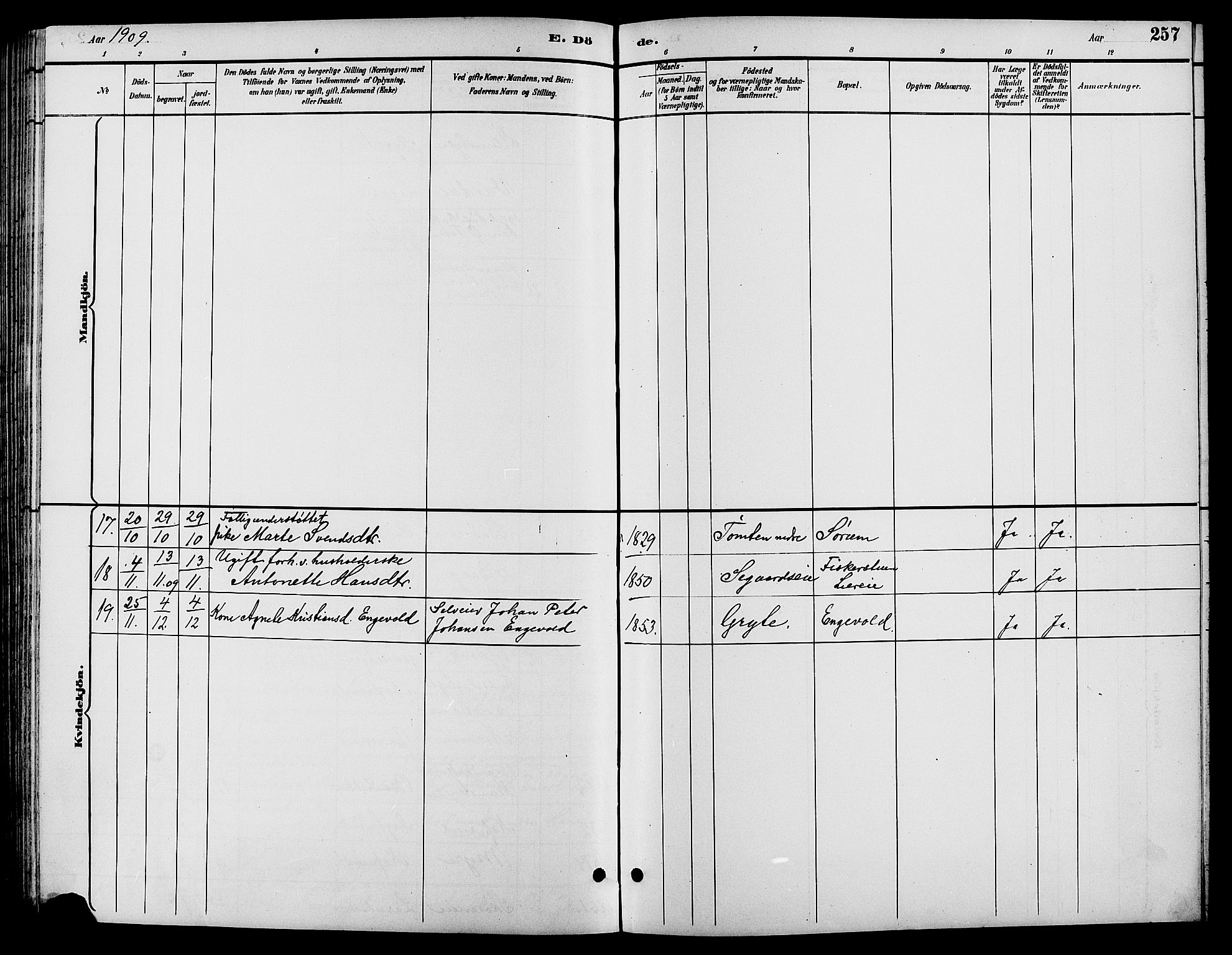 Biri prestekontor, AV/SAH-PREST-096/H/Ha/Hab/L0004: Parish register (copy) no. 4, 1892-1909, p. 257