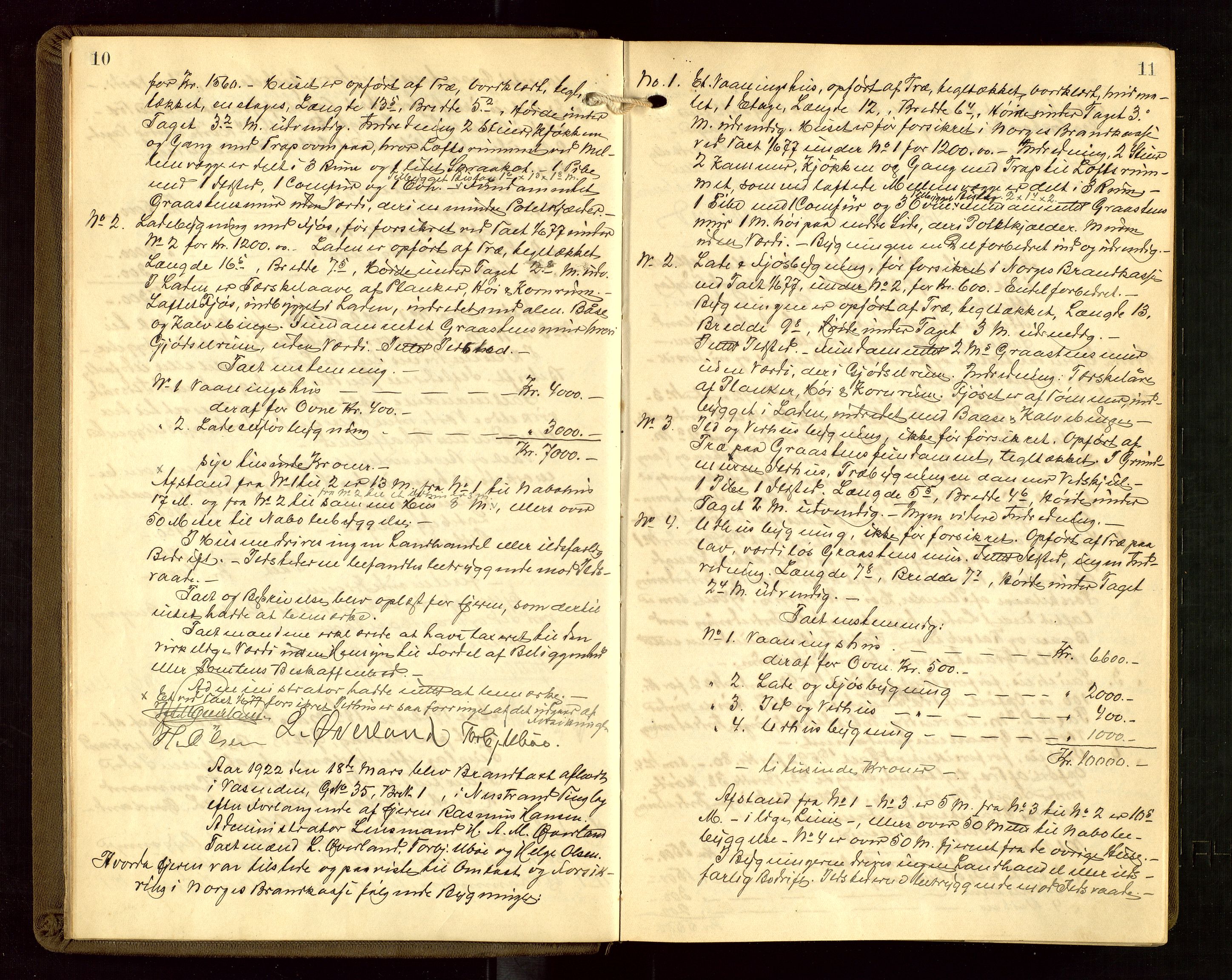 Nedstrand lensmannskontor, AV/SAST-A-100236/Goa/L0002: "Brandtakstprotokoll for lensmannen i Nedstrand", 1922-1955, p. 10-11