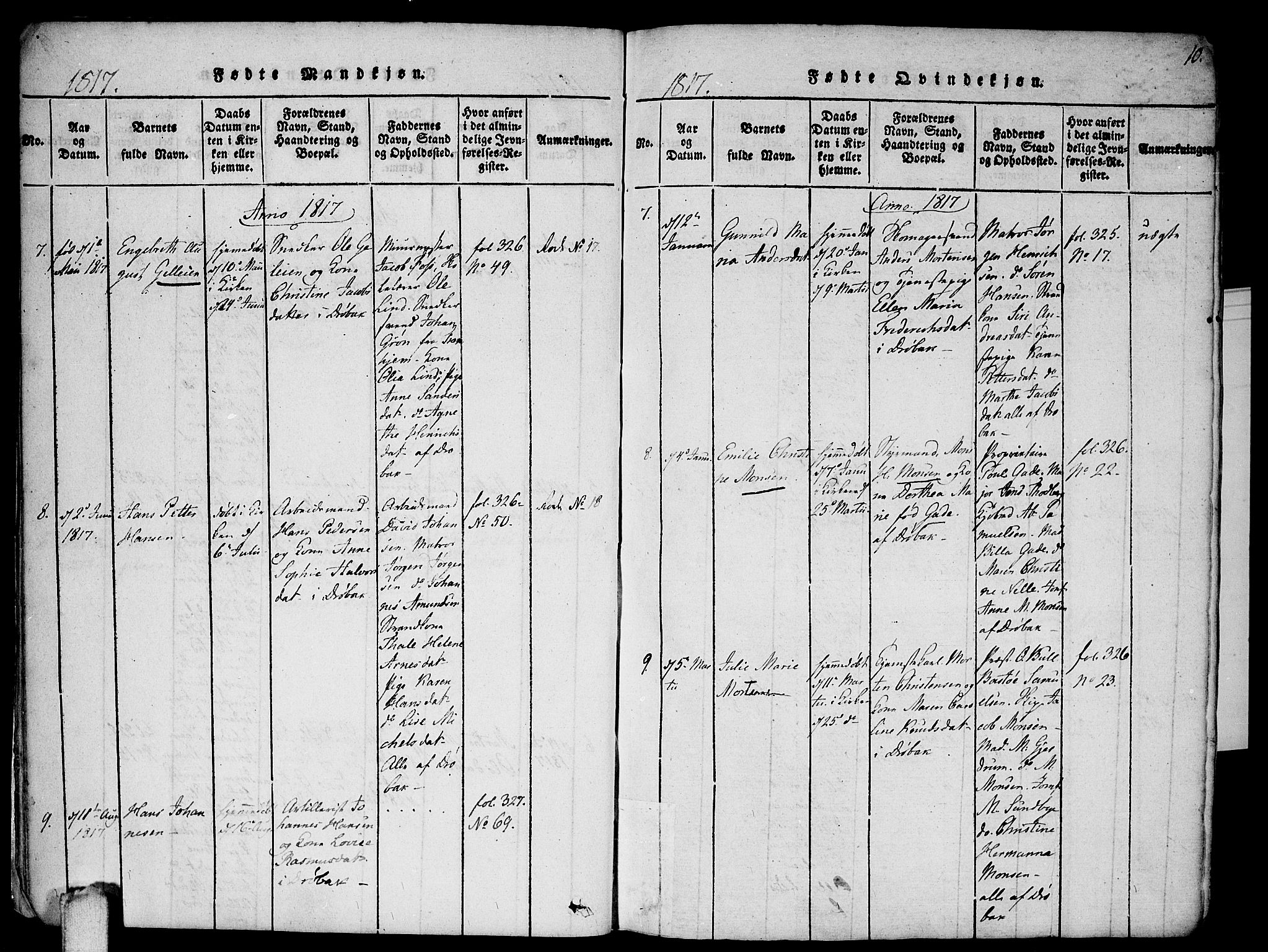 Drøbak prestekontor Kirkebøker, AV/SAO-A-10142a/F/Fa/L0001: Parish register (official) no. I 1, 1816-1842, p. 10