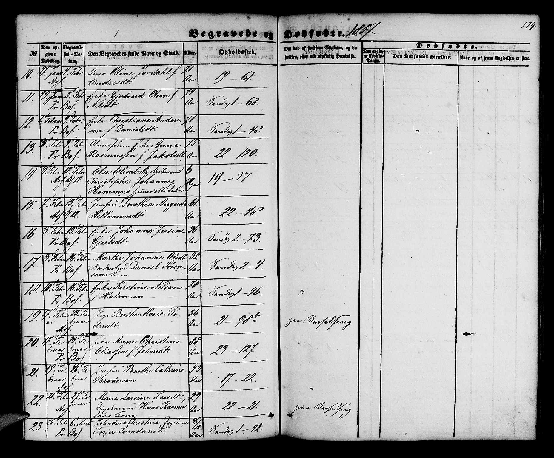 Korskirken sokneprestembete, SAB/A-76101/H/Hab: Parish register (copy) no. E 2, 1851-1871, p. 179