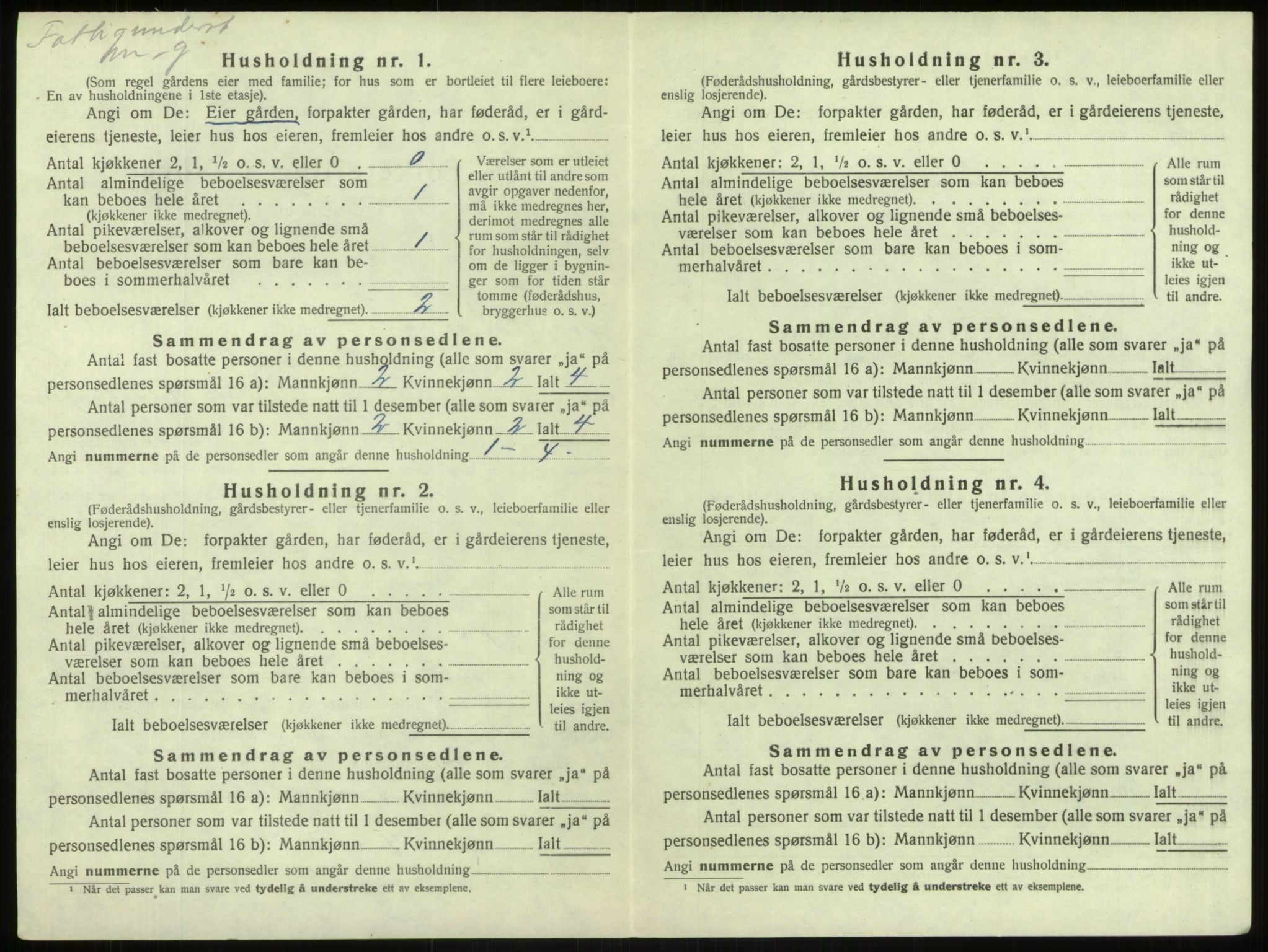 SAB, 1920 census for Årdal, 1920, p. 333