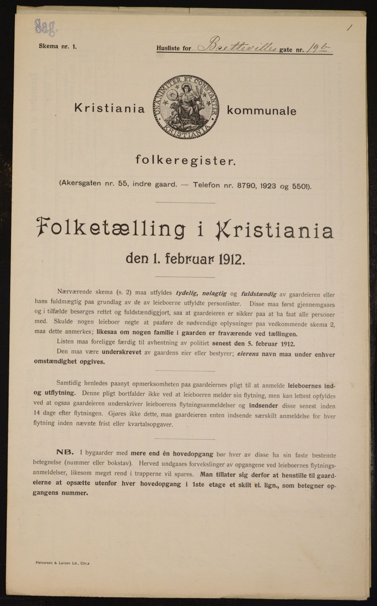 OBA, Municipal Census 1912 for Kristiania, 1912, p. 8618