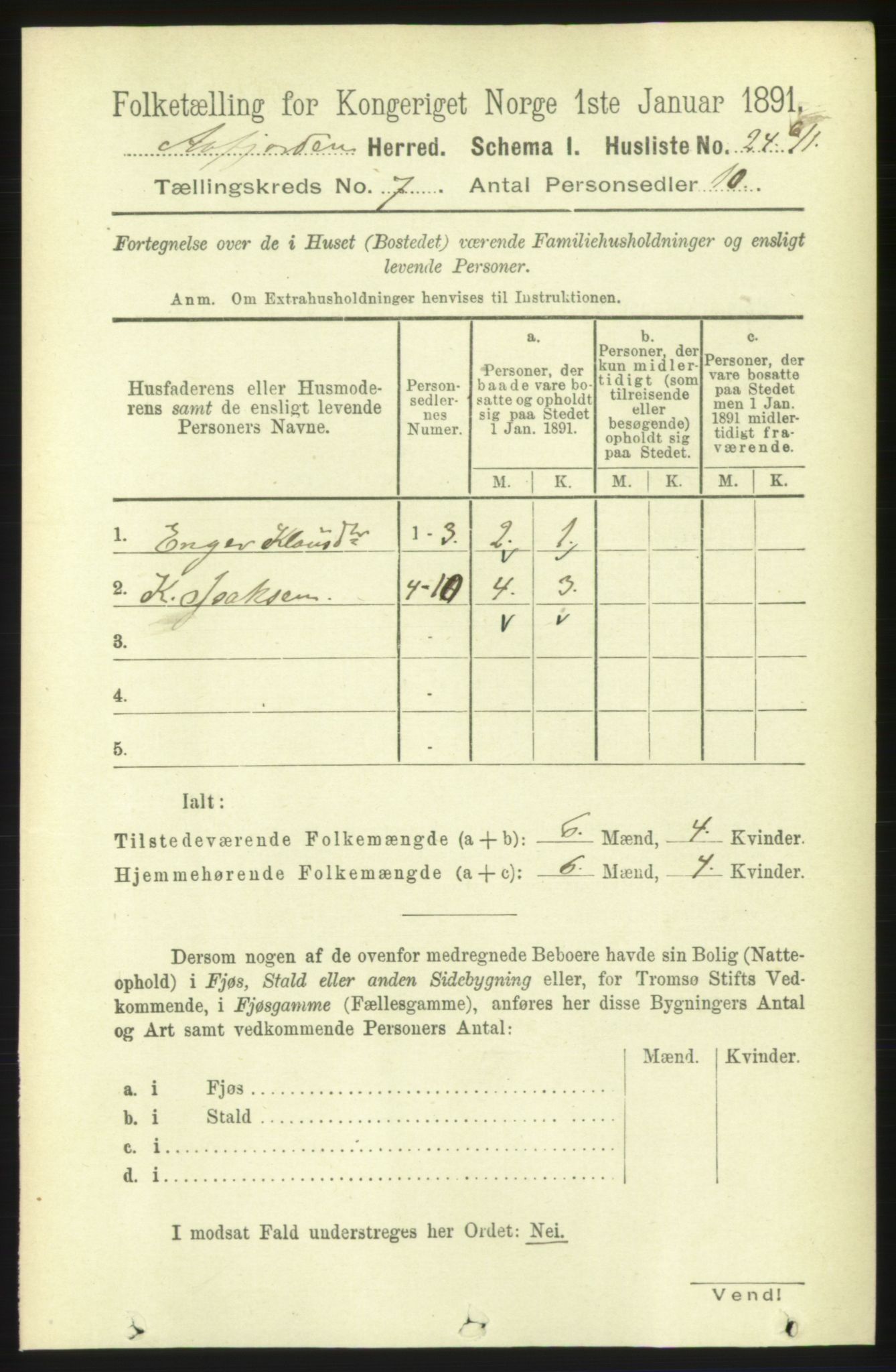 RA, 1891 census for 1630 Åfjord, 1891, p. 1700