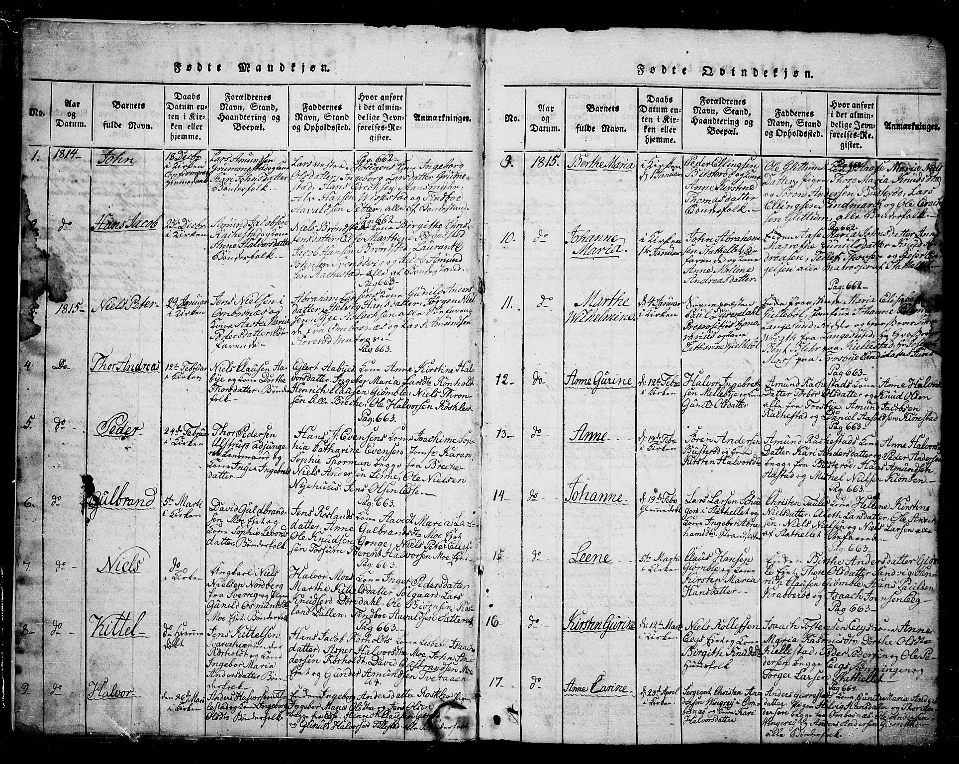 Bamble kirkebøker, SAKO/A-253/G/Ga/L0005: Parish register (copy) no. I 5, 1814-1855, p. 2