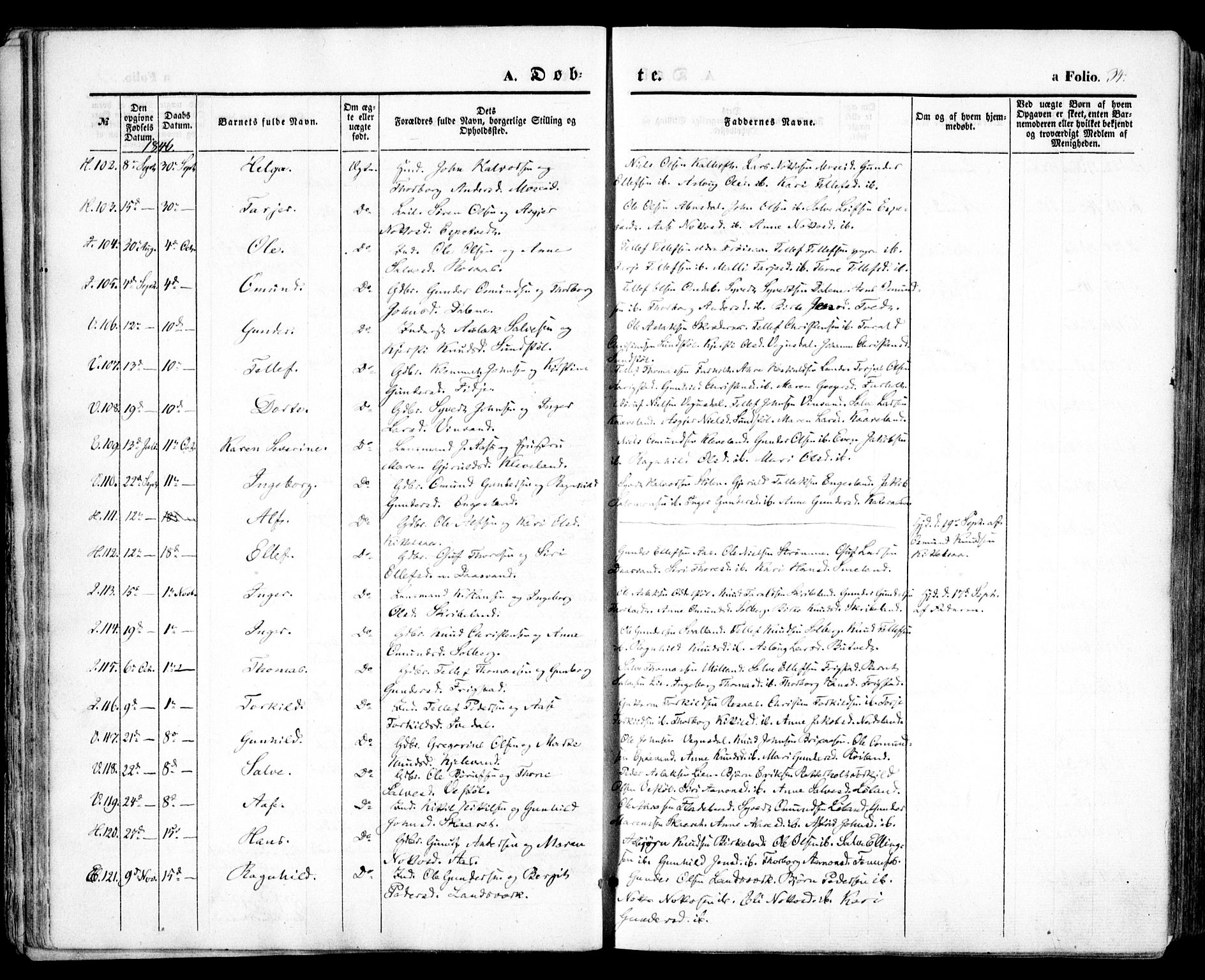 Evje sokneprestkontor, AV/SAK-1111-0008/F/Fa/Faa/L0005: Parish register (official) no. A 5, 1843-1865, p. 34