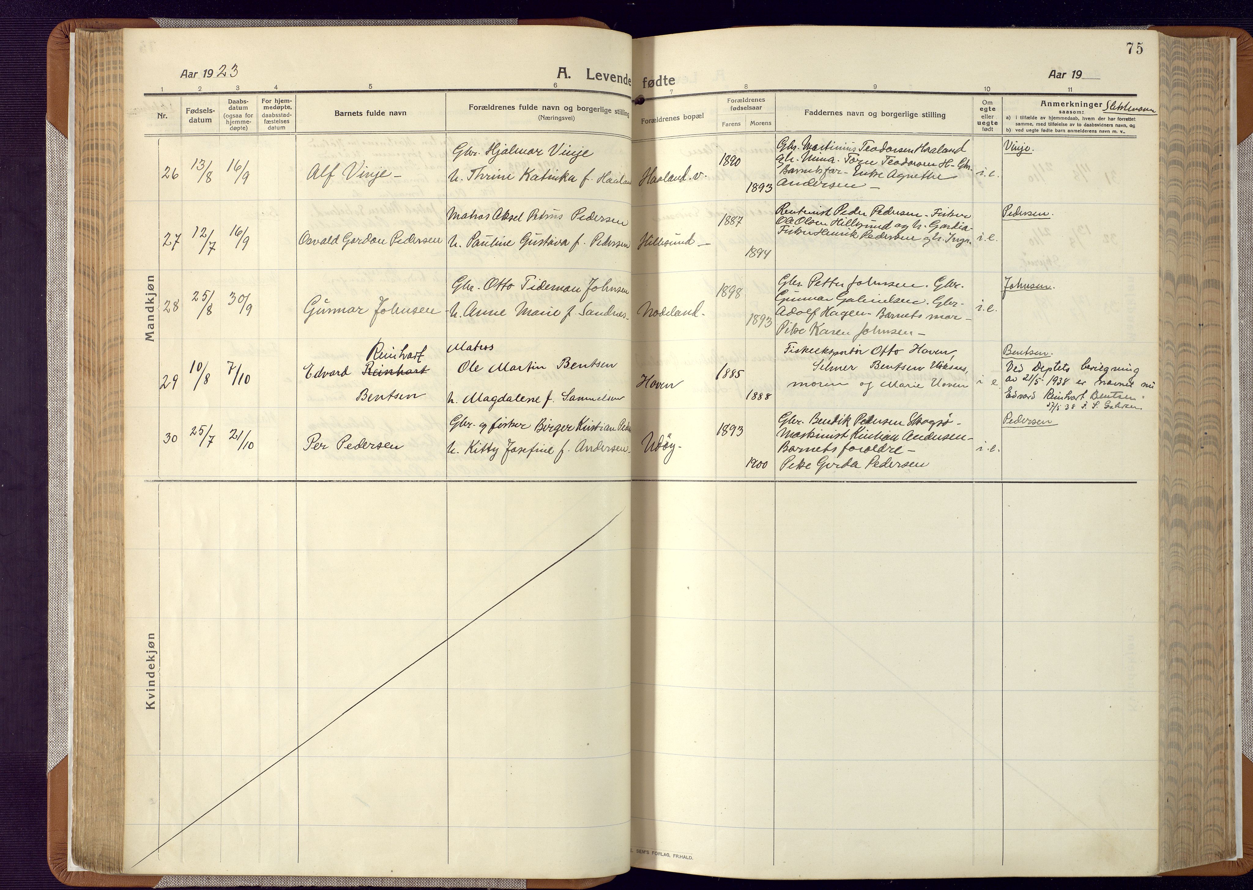 Mandal sokneprestkontor, AV/SAK-1111-0030/F/Fa/Faa/L0022: Parish register (official) no. A 22, 1913-1925, p. 75