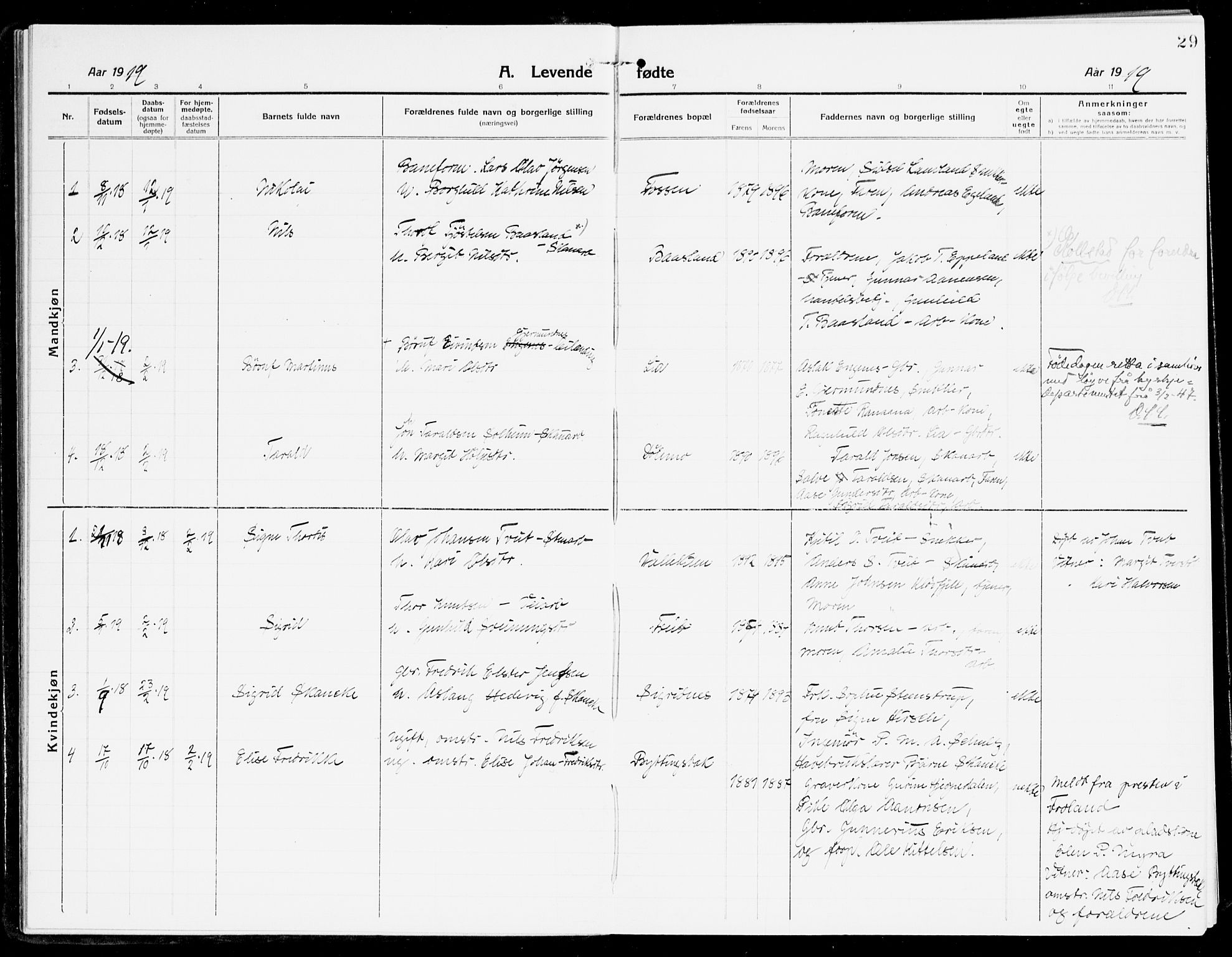 Åmli sokneprestkontor, AV/SAK-1111-0050/F/Fa/Fac/L0013: Parish register (official) no. A 13, 1914-1933, p. 29