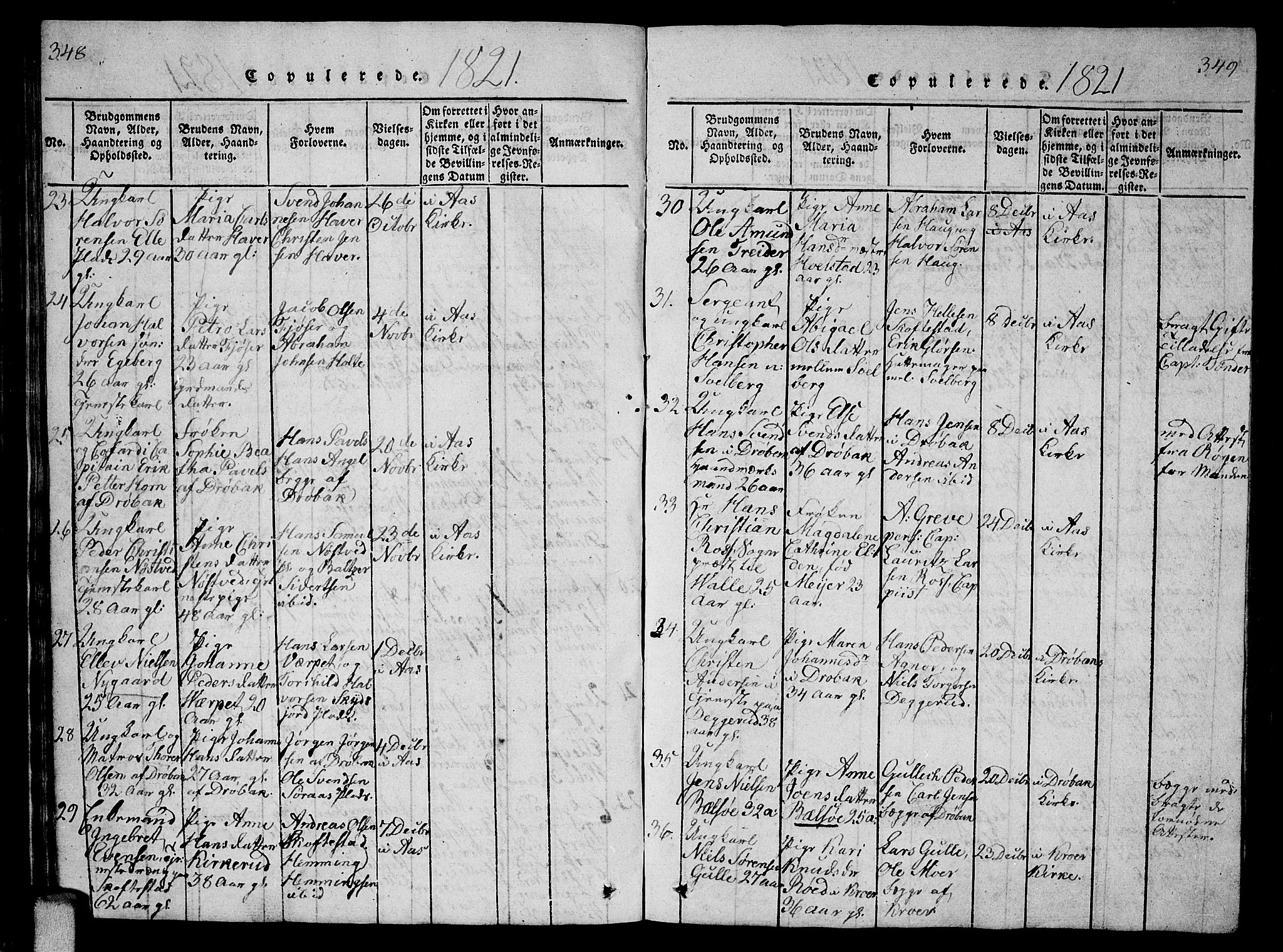 Ås prestekontor Kirkebøker, AV/SAO-A-10894/G/Ga/L0002: Parish register (copy) no. I 2, 1820-1836, p. 348-349