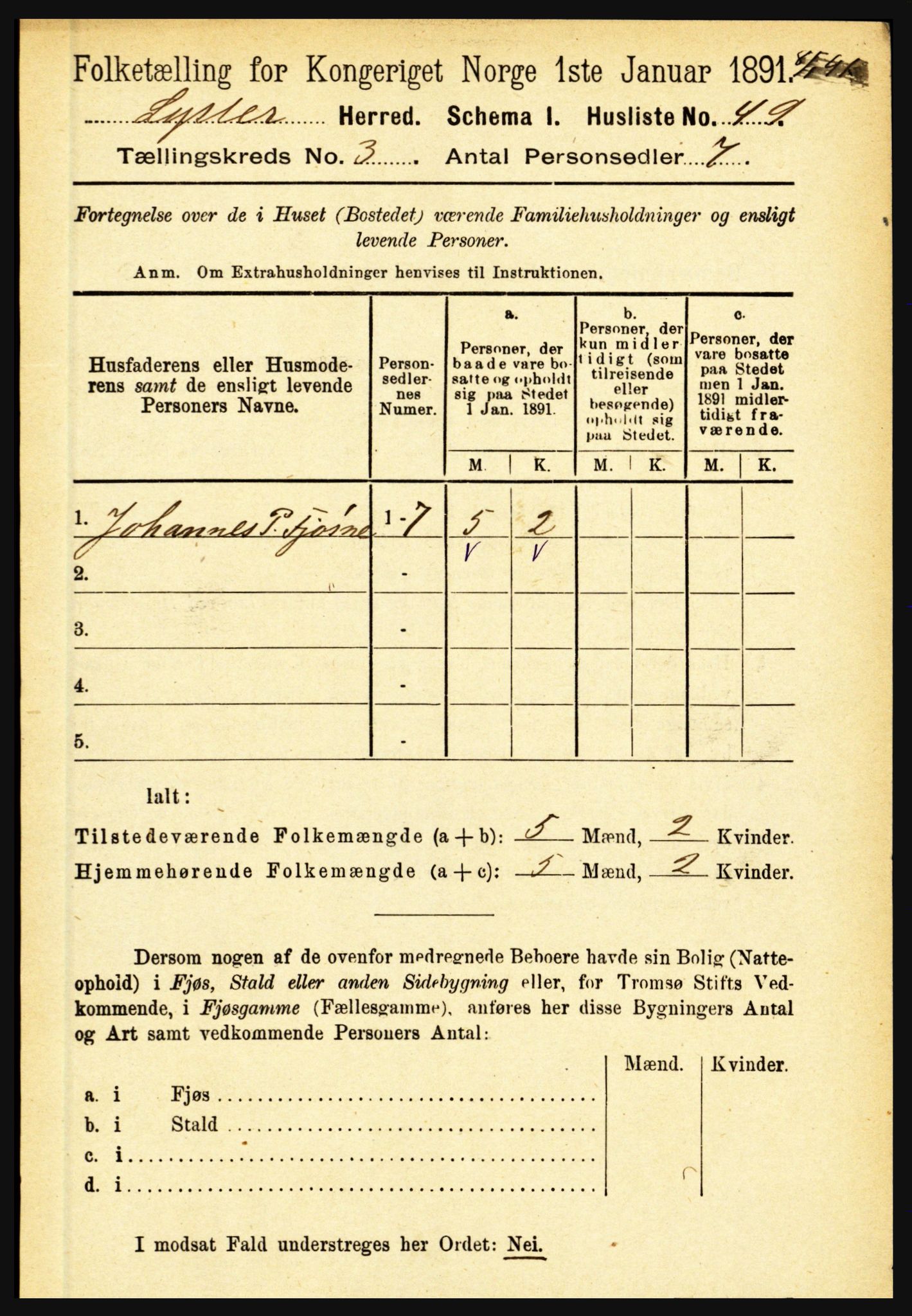 RA, 1891 census for 1426 Luster, 1891, p. 1150