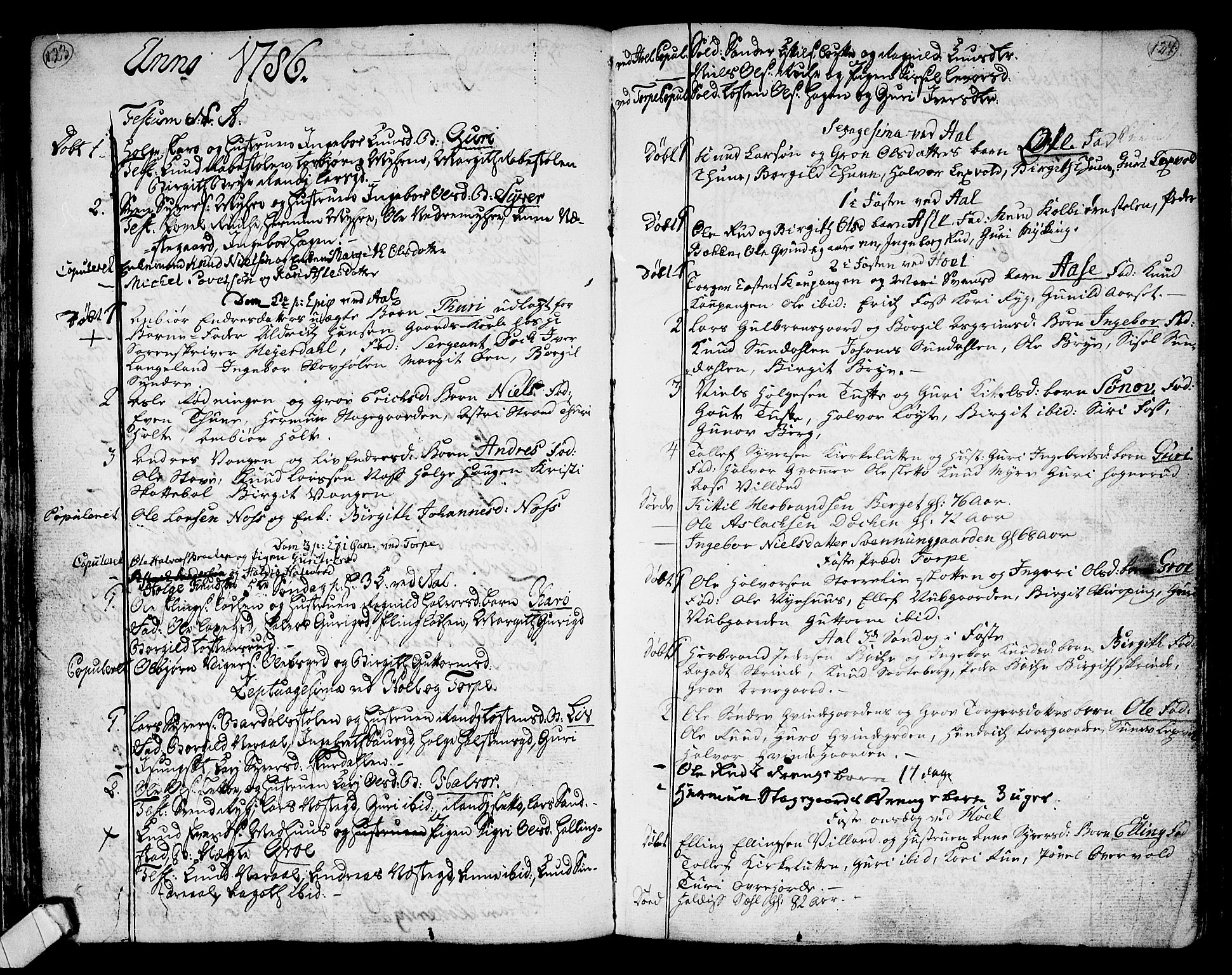 Ål kirkebøker, SAKO/A-249/F/Fa/L0002: Parish register (official) no. I 2, 1771-1806, p. 123-124