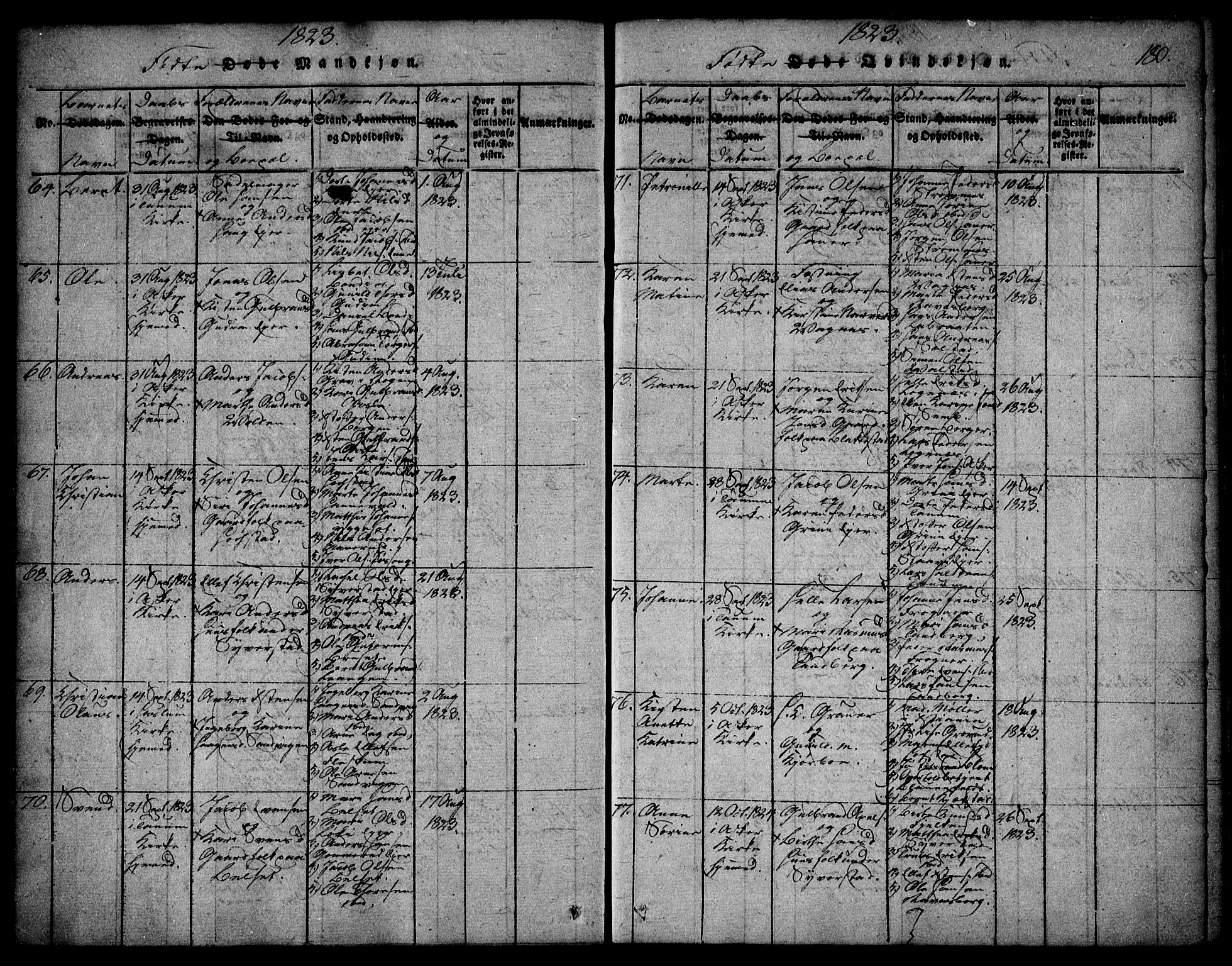 Asker prestekontor Kirkebøker, SAO/A-10256a/F/Fa/L0006: Parish register (official) no. I 6, 1814-1824, p. 180