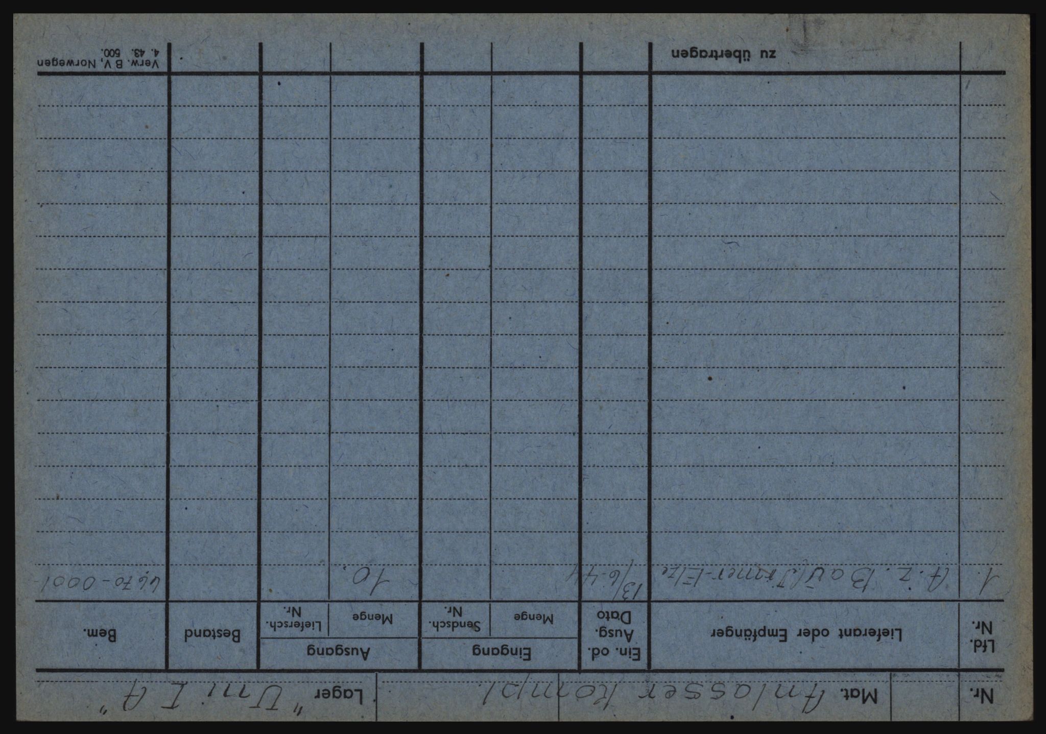 Tyske arkiver, Organisation Todt (OT), Einsatzgruppe Wiking, AV/RA-RAFA-2188/1/O/O12/L0002: Kartotek - Elektromaterial etc A-Z, 1940-1945, p. 31