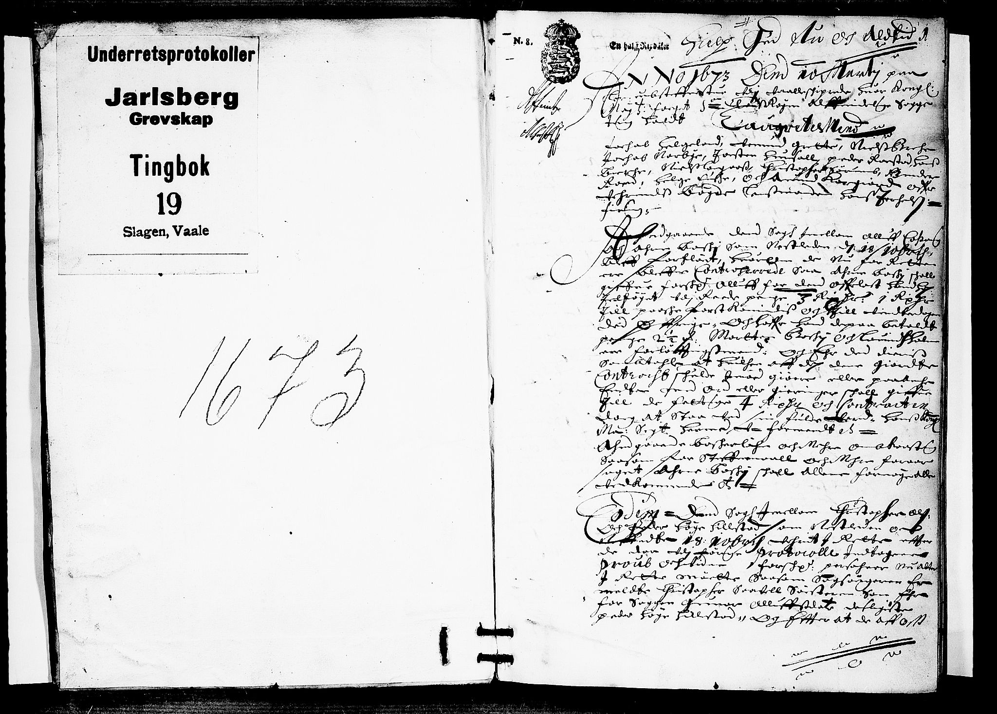 Jarlsberg-sorenskriveriene, SAKO/A-79/F/Fa/L0009: Tingbok, 1673, p. 1